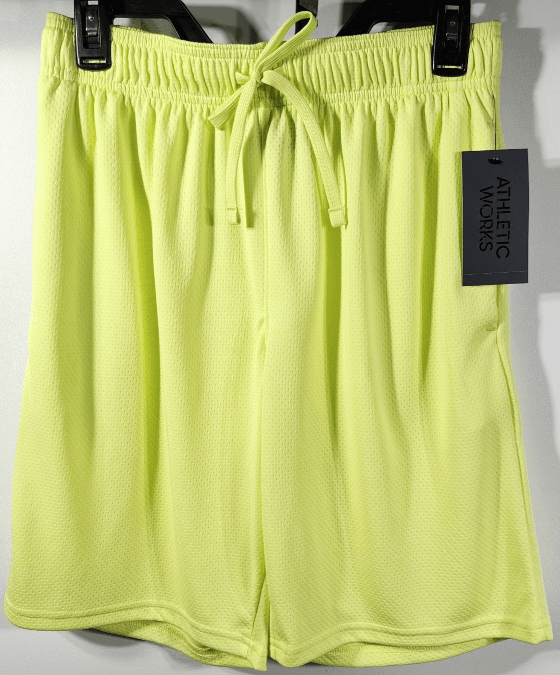 Athletic Works Men's S Shorts Yellow Elastic Waist Stretch 9" Inseam w/ Pockets