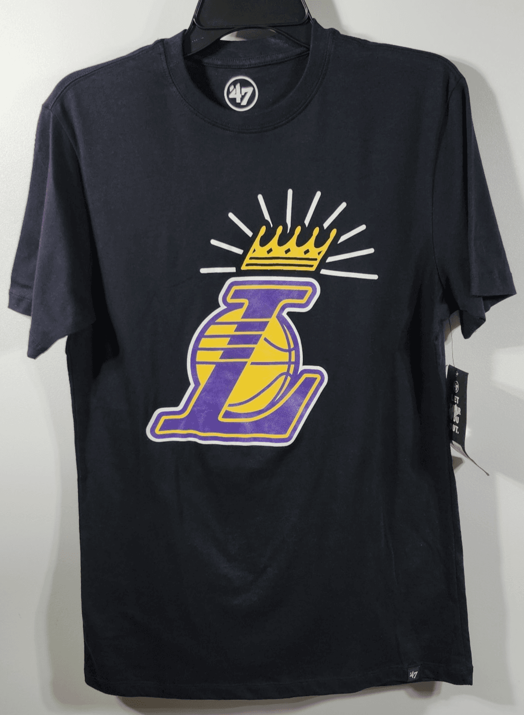 Los Angeles Lakers Men’s S Tshirt Black Short Sleeve Lebron 47Brand NEW