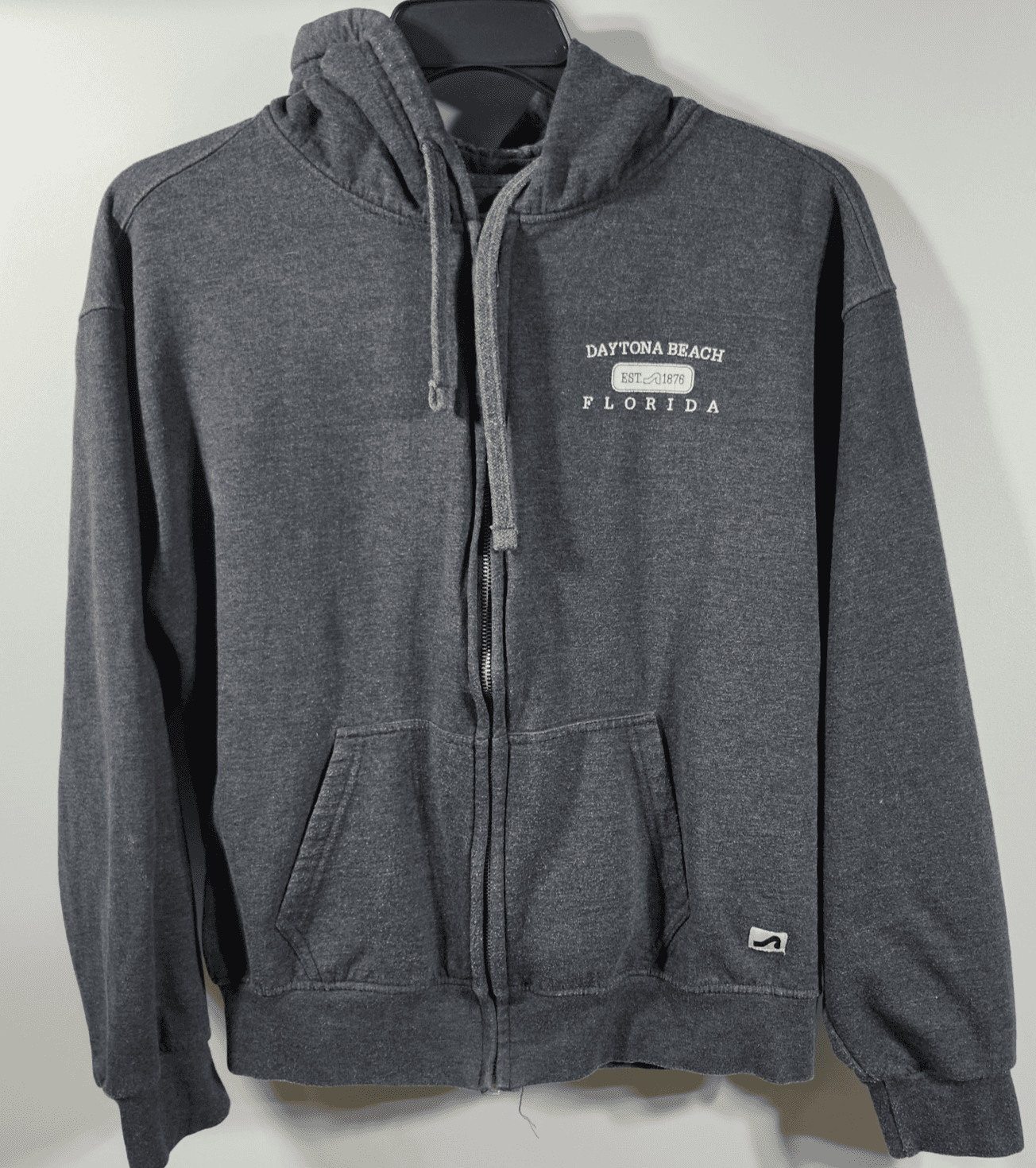 Surf Style Daytona Beach Hoodie Men's M Gray Full Zip Hooded Sweatshirt