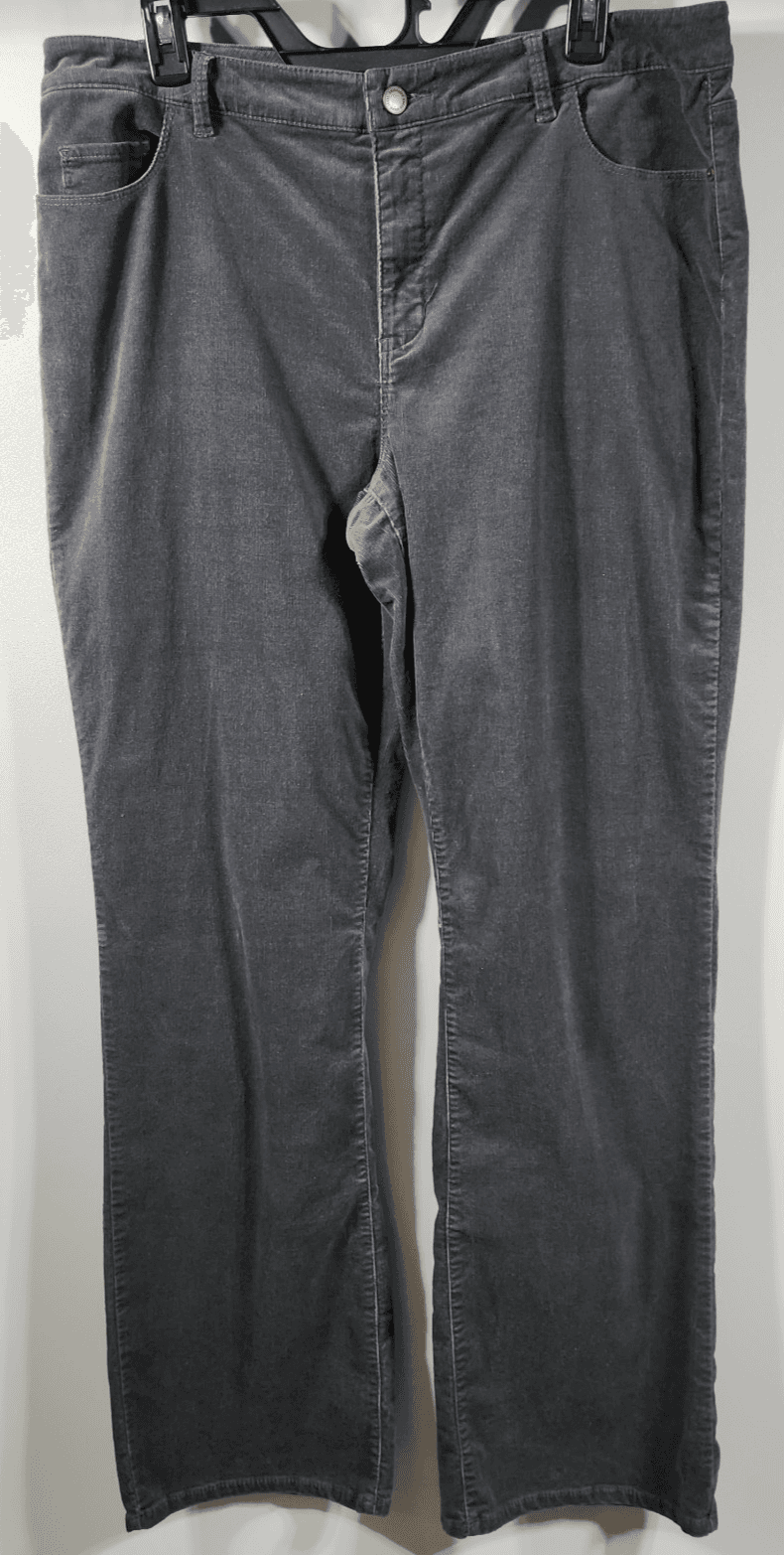 Coldwater Creek Women's 14 Natural Fit Bootcut Corduroy Pants Gray Stretch