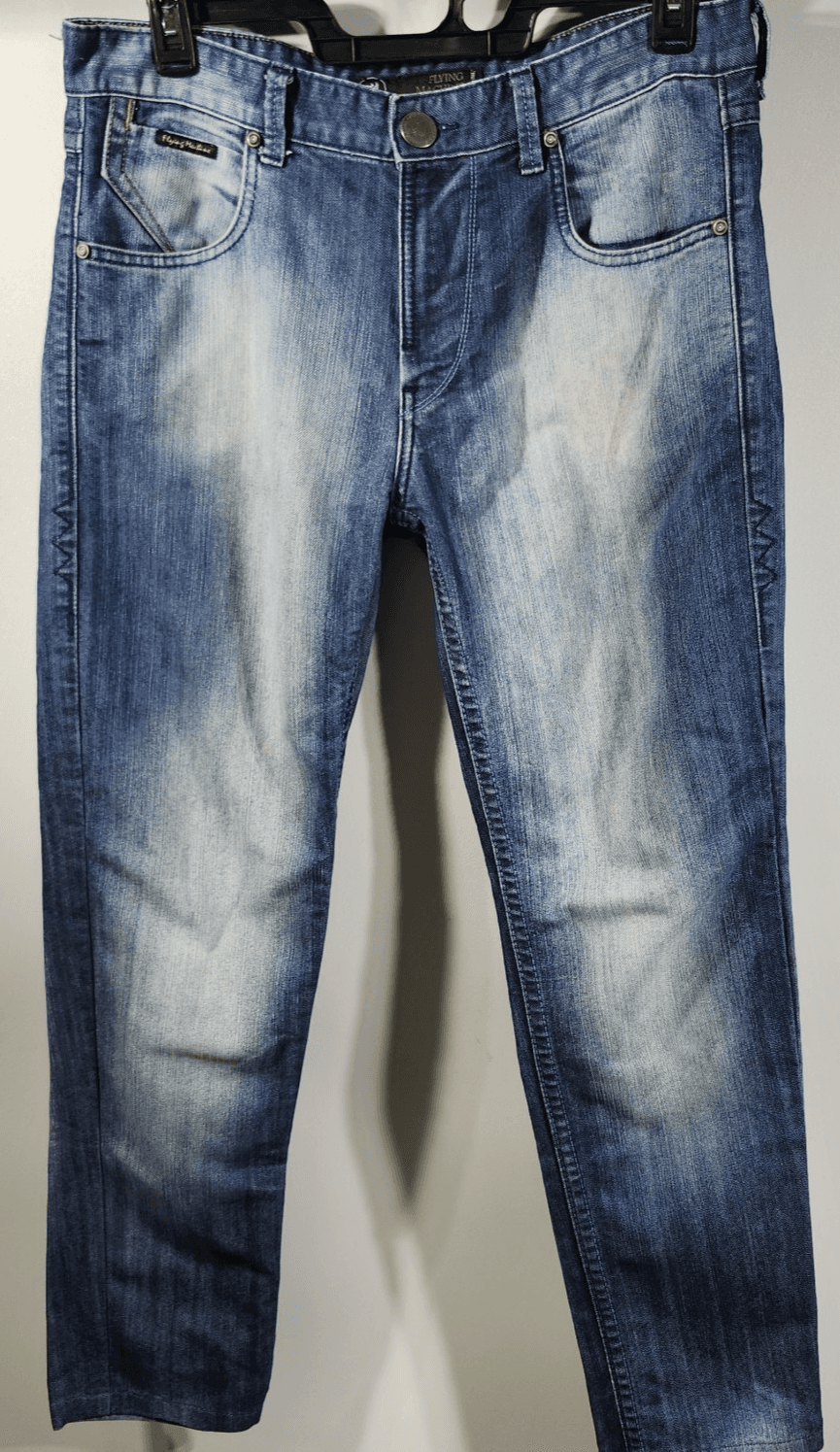 Flying Machine Jeans Men's 34x29 Blue Denim Stretch Faded Straight Leg