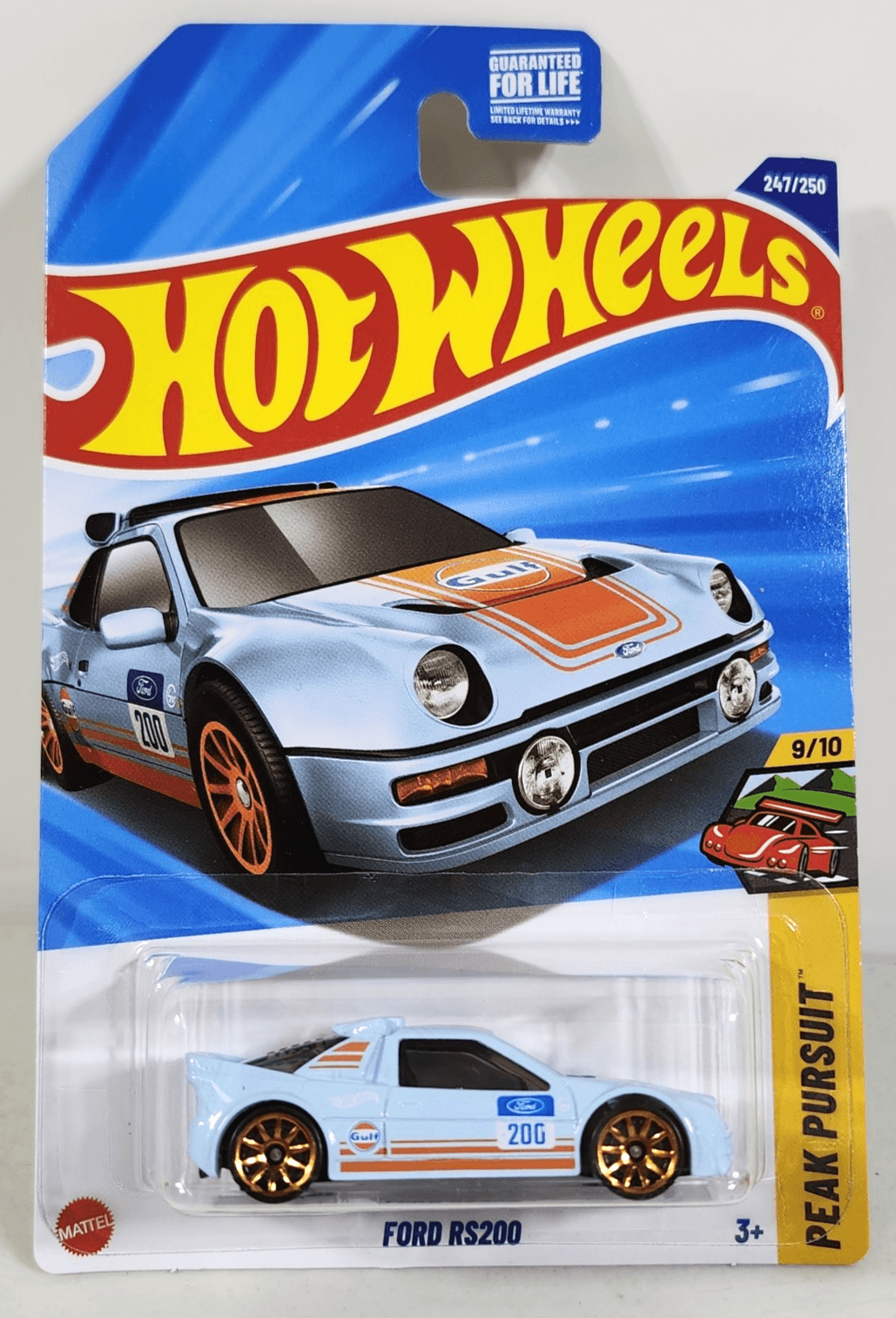 2025 Hot Wheels Peak Pursuit Ford RS200 Blue Gulf Car 1/64 Toy Vehicle NEW
