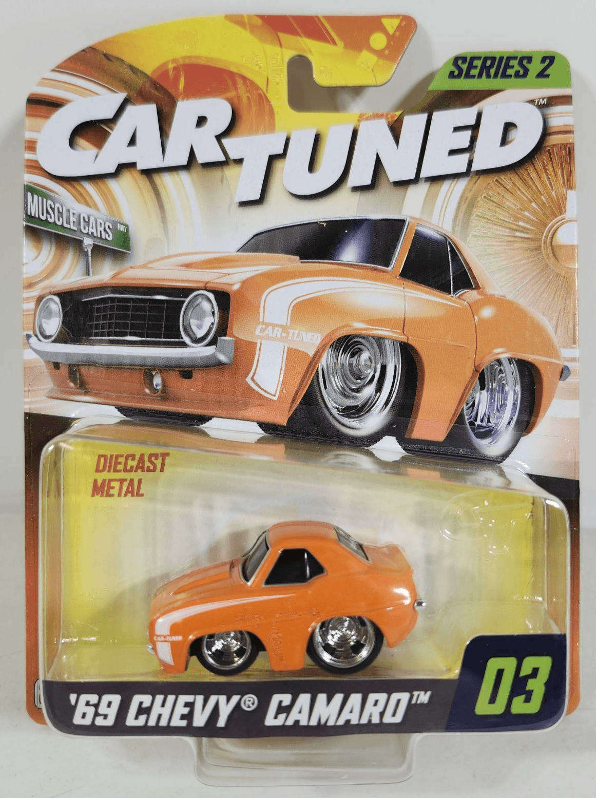 Cartuned 69 Chevy Camaro Series 2 Orange Car 1/64 Toy Vehicle NEW
