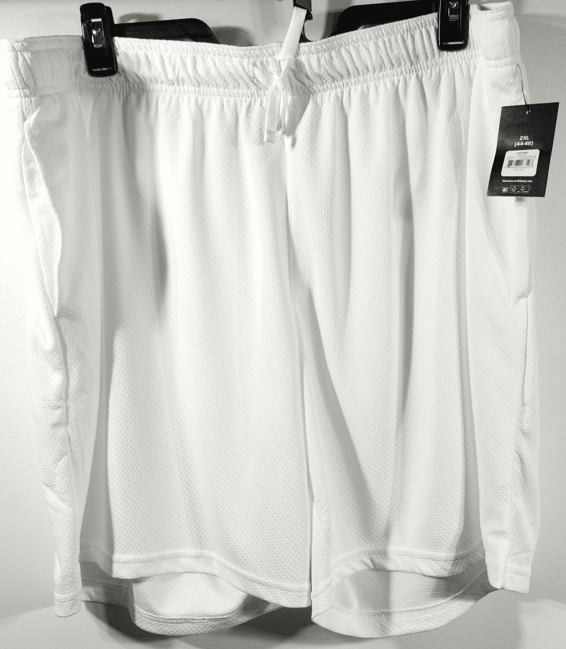 Athletic Works Men's 2XL Shorts White Elastic Waist Stretch 9" Inseam w/ Pockets