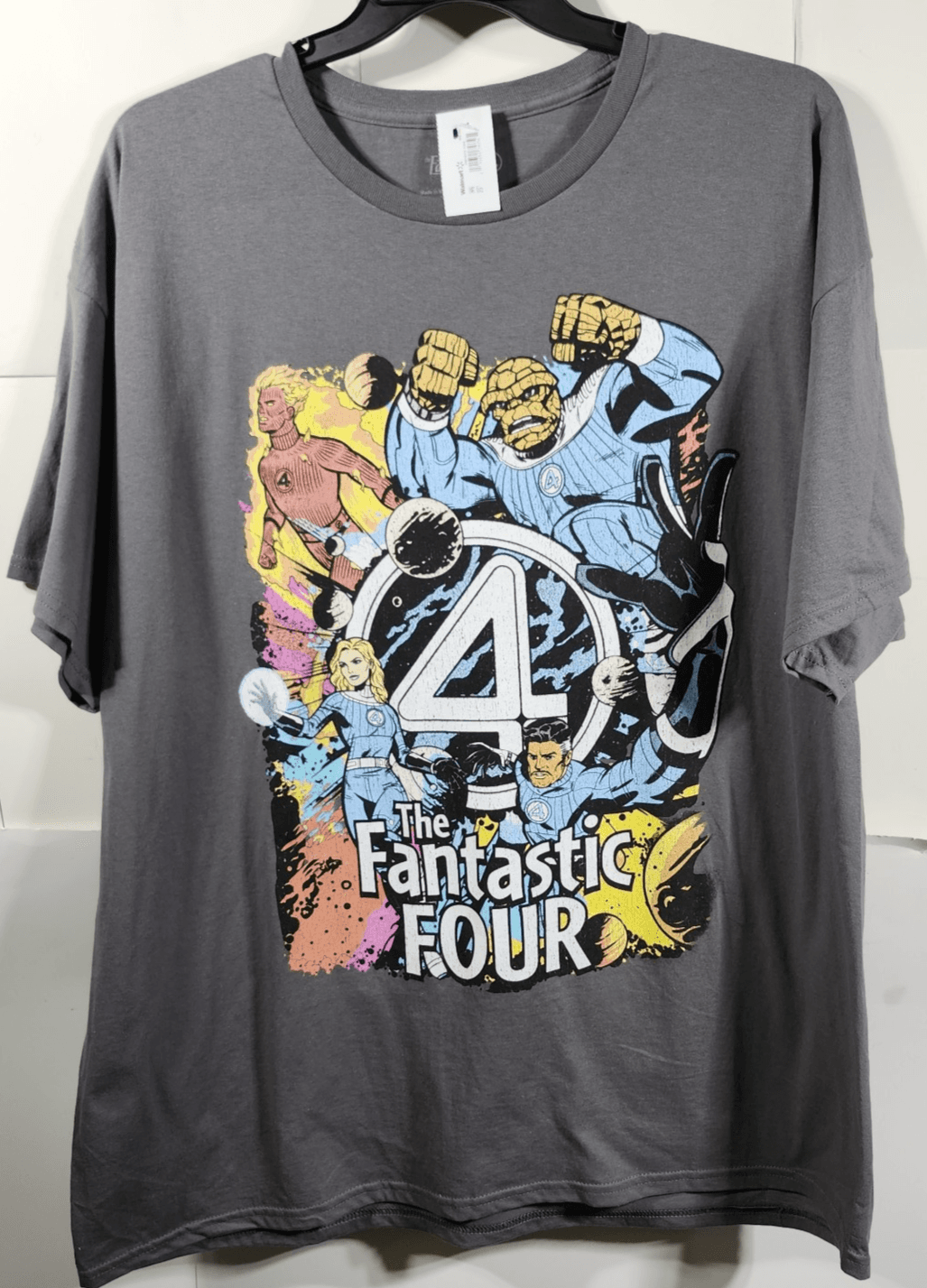 Fantastic Four Men's 2XL Tshirt Gray Graphic Short Sleeve Cotton NEW