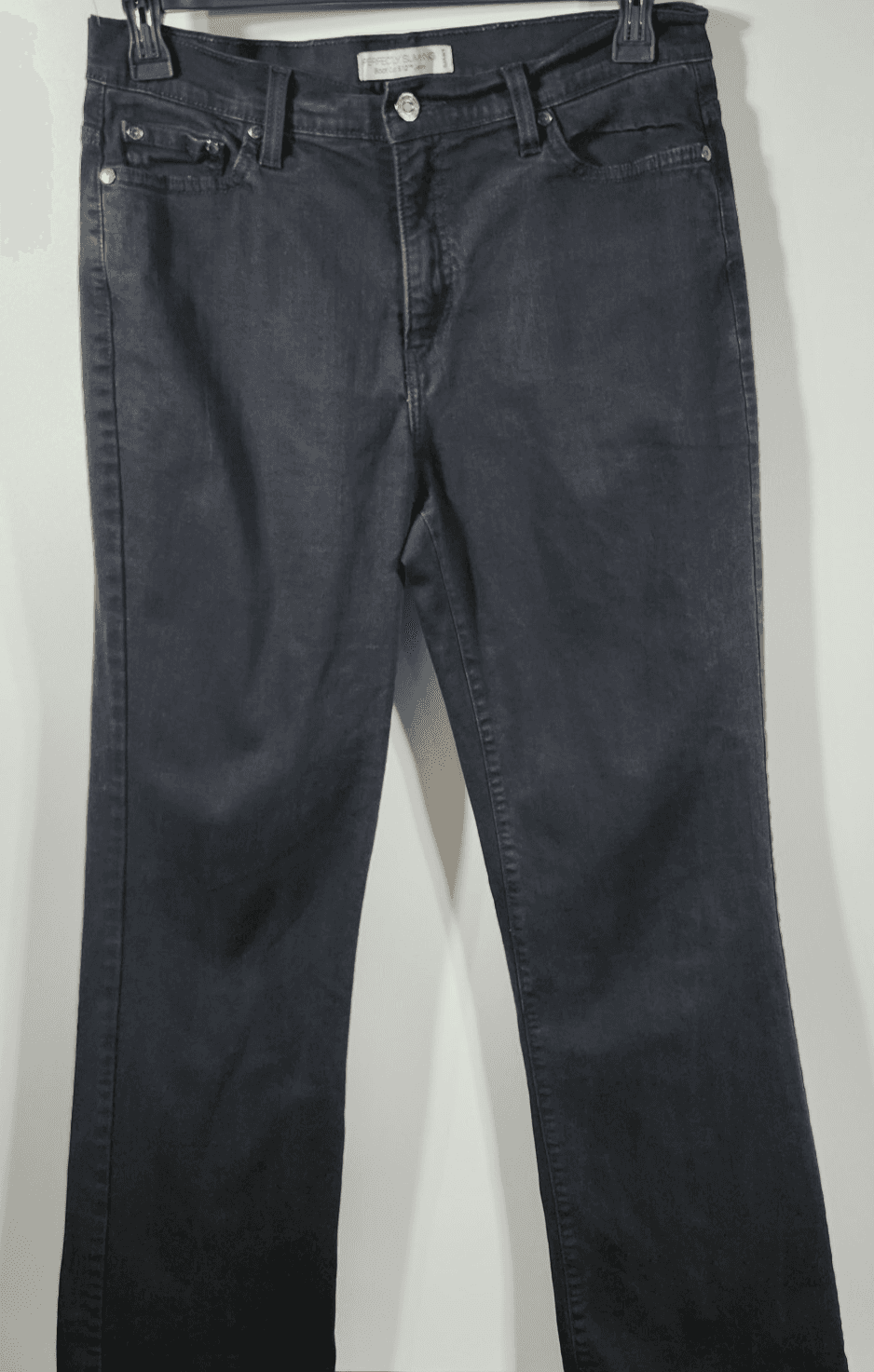 Levis 512 Jeans Womens Size 14L Black Denim Perfectly Slimming Bootcut Fit