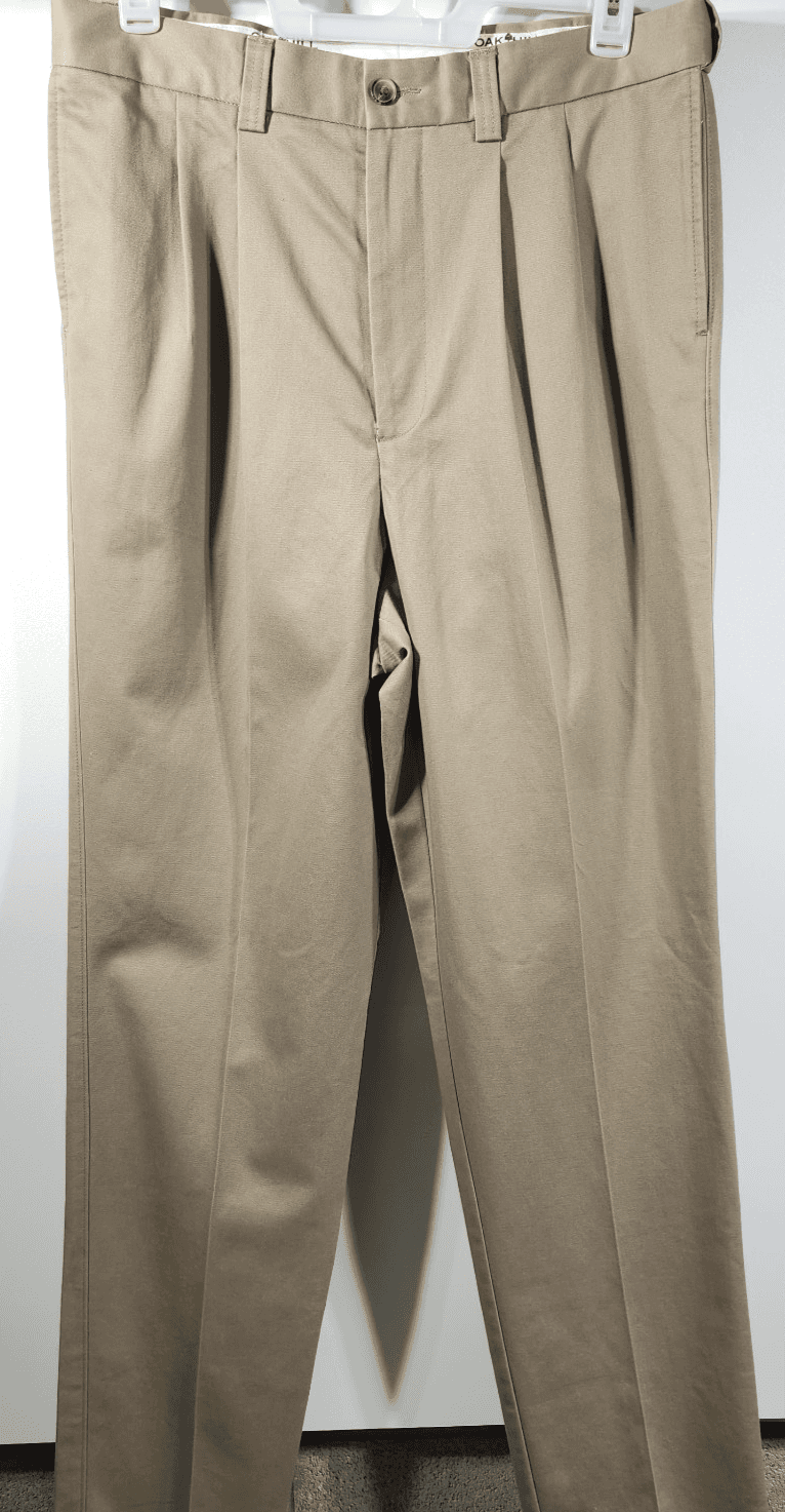 Oak Hill Pants Men's 36x38 Beige Premium Chino Dress Flat Front Stretch Casual