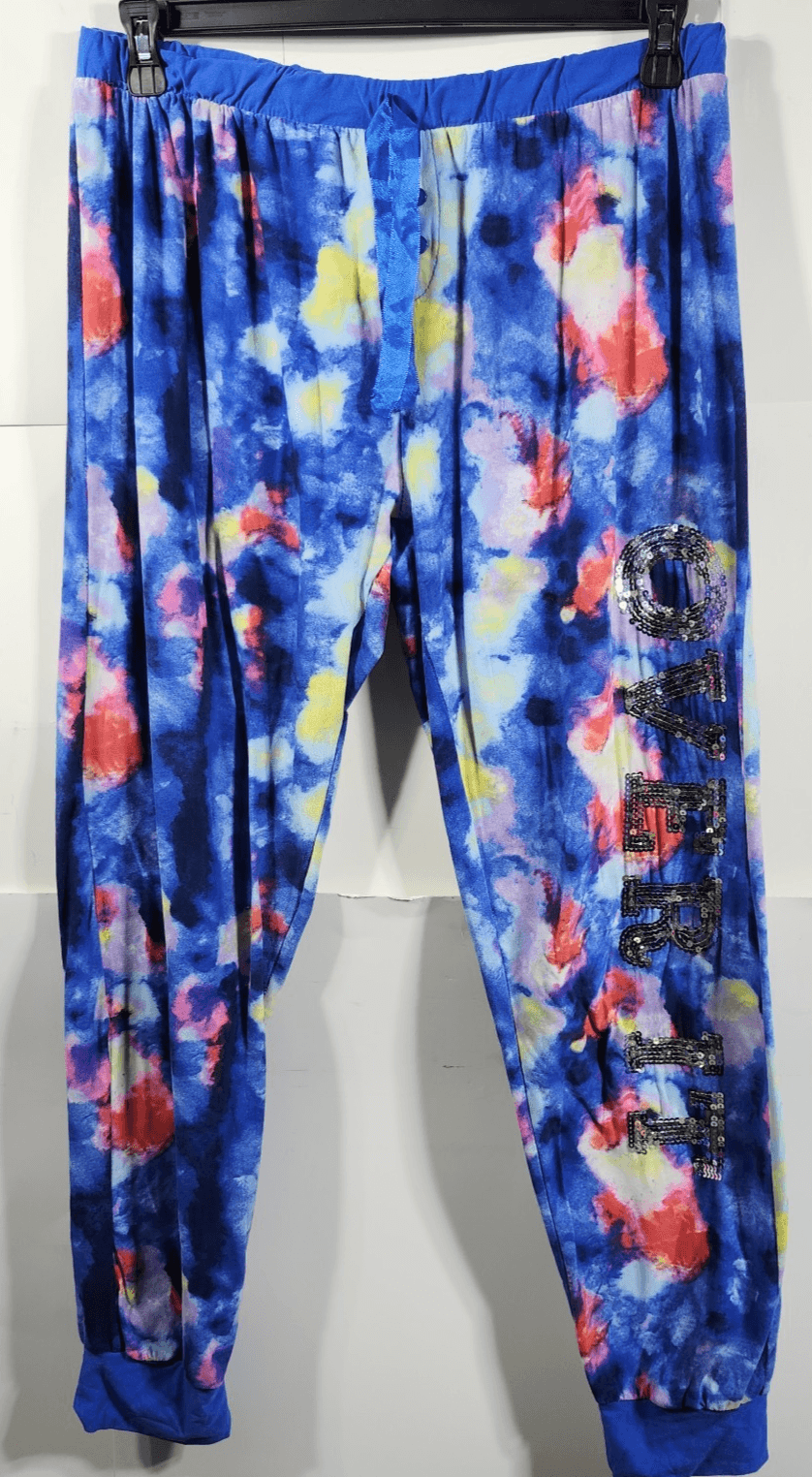 Women’s Tie Dye Joggers 3X Stretch Pants Over It Sequin Graphic