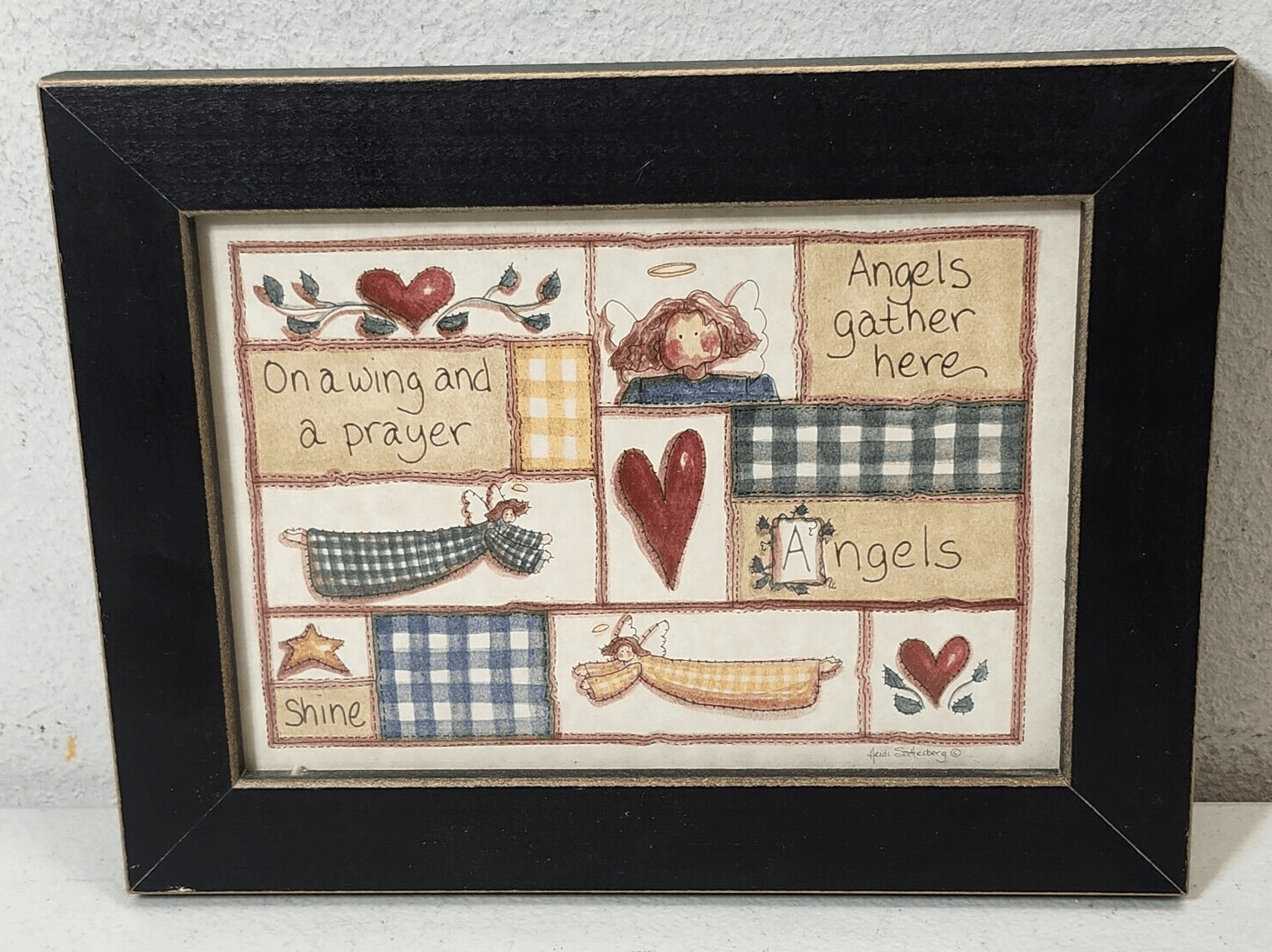 Angels Gather Here Framed Picture Art Wall Hanging Home Decor 8.5" X 6.5"