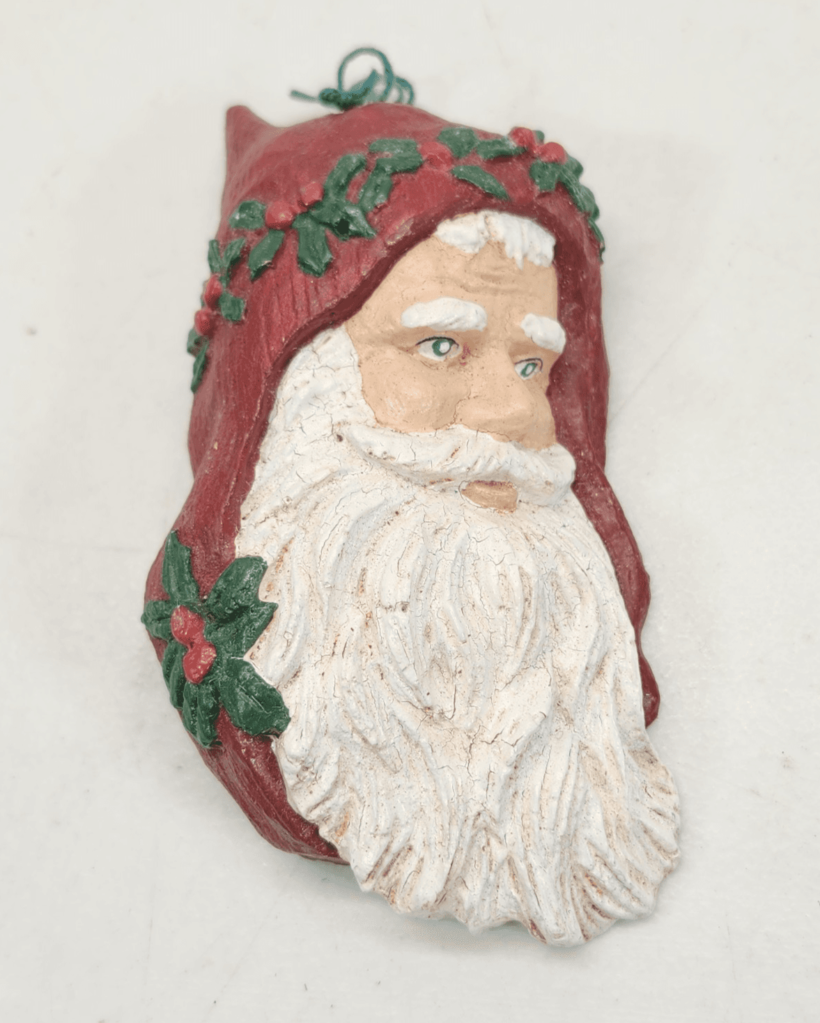 Vintage Artist Made Santa Head Christmas Ornament Signed Don Whitman Studio