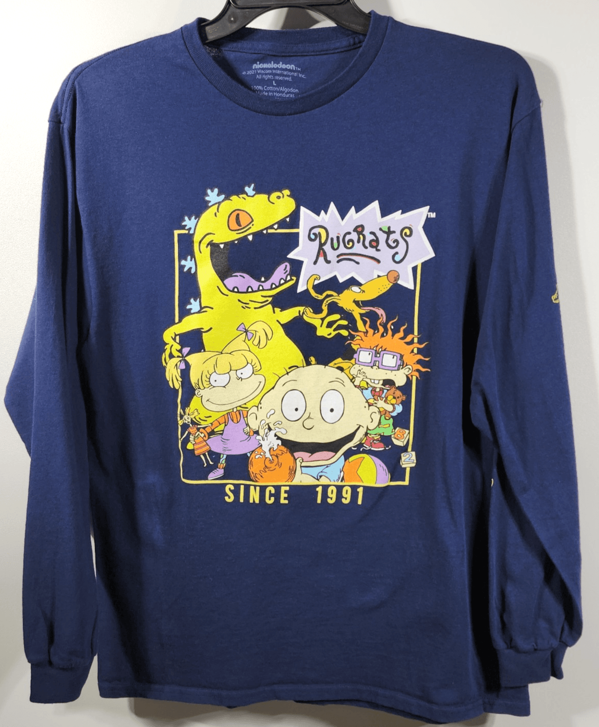 Nickelodeon Rugrats Men's Large Long Sleeve Shirt Blue Cartoon Graphic