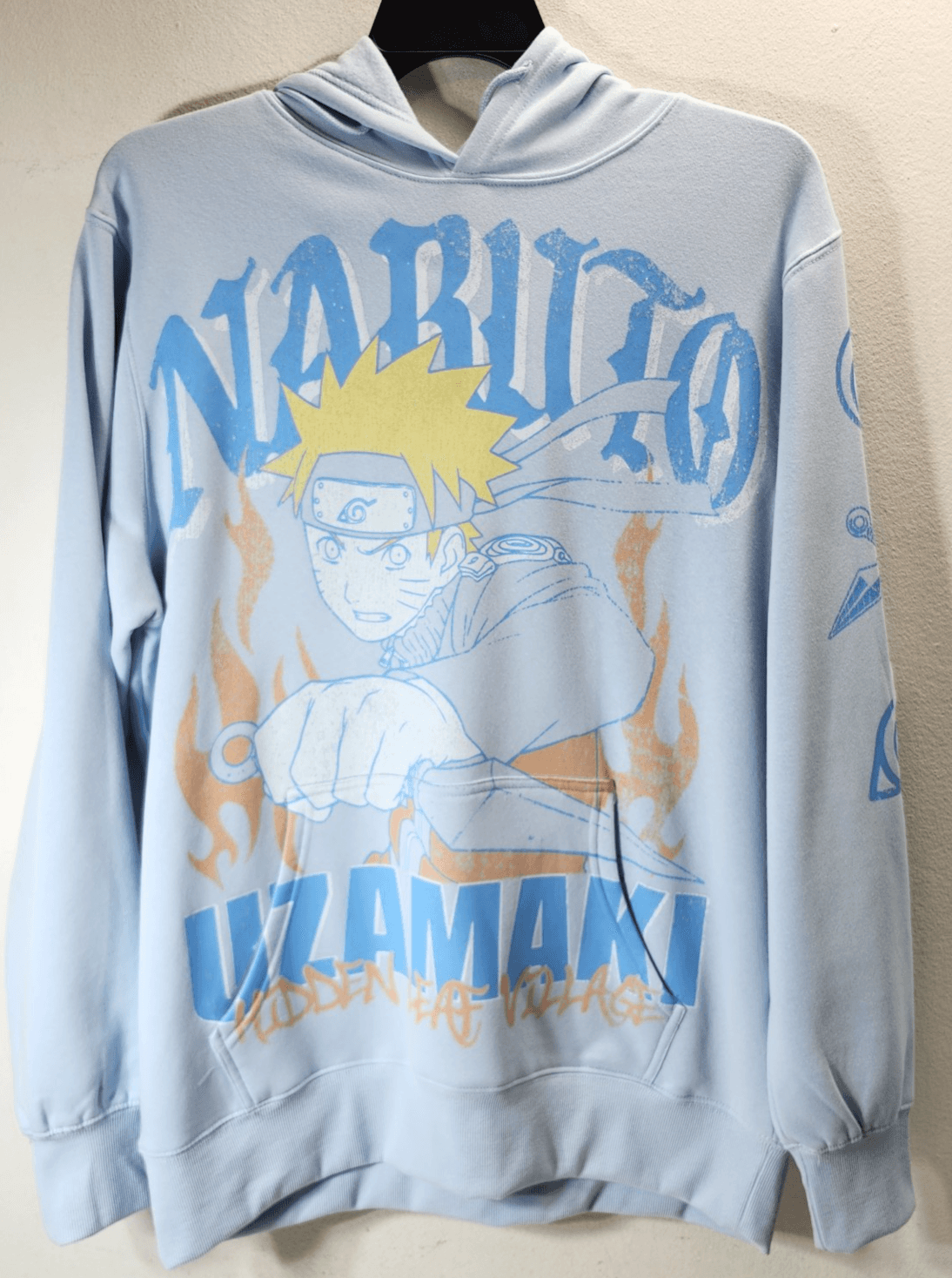 Naruto Hoodie Men's L Blue Pullover Hooded Sweatshirt NEW
