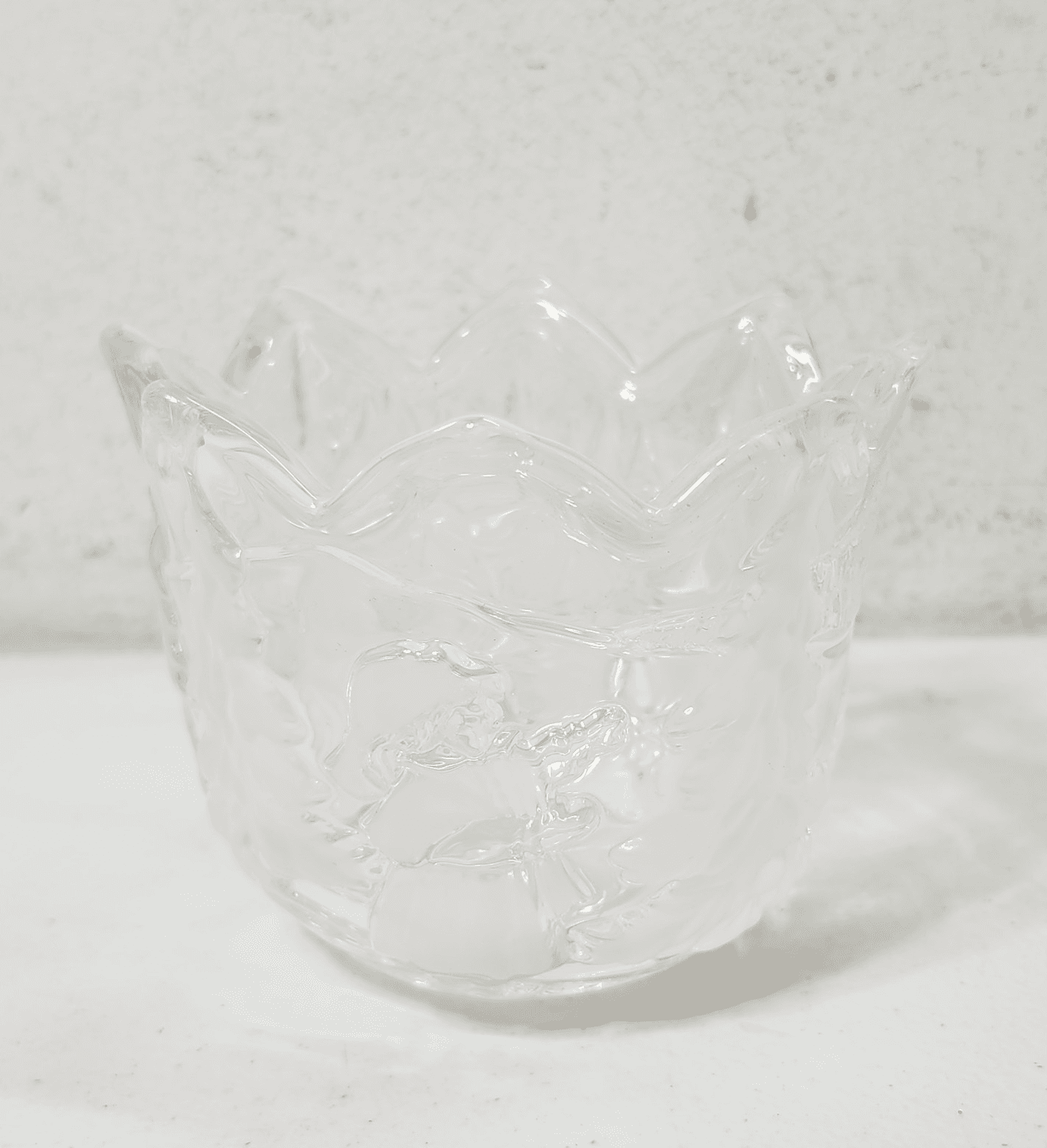 Mikasa Evergreen Tree Christmas Theme Frosted/Clear Glass Deep Candle Holder