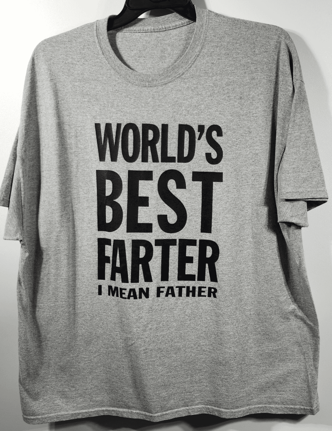 Worlds Best Farter I Mean Father T-shirt Men's XL Gray Short Sleeve Funny Humor