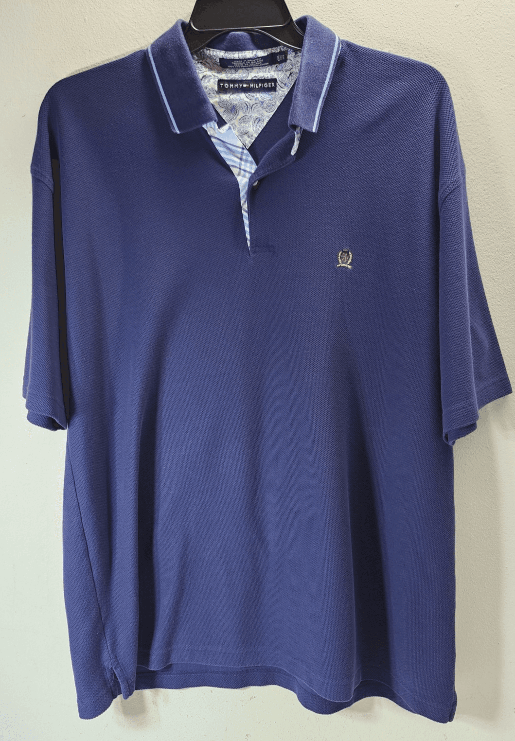 Tommy Hilfiger Men's Polo Shirt Blue Size XXL Short Sleeve Y2k