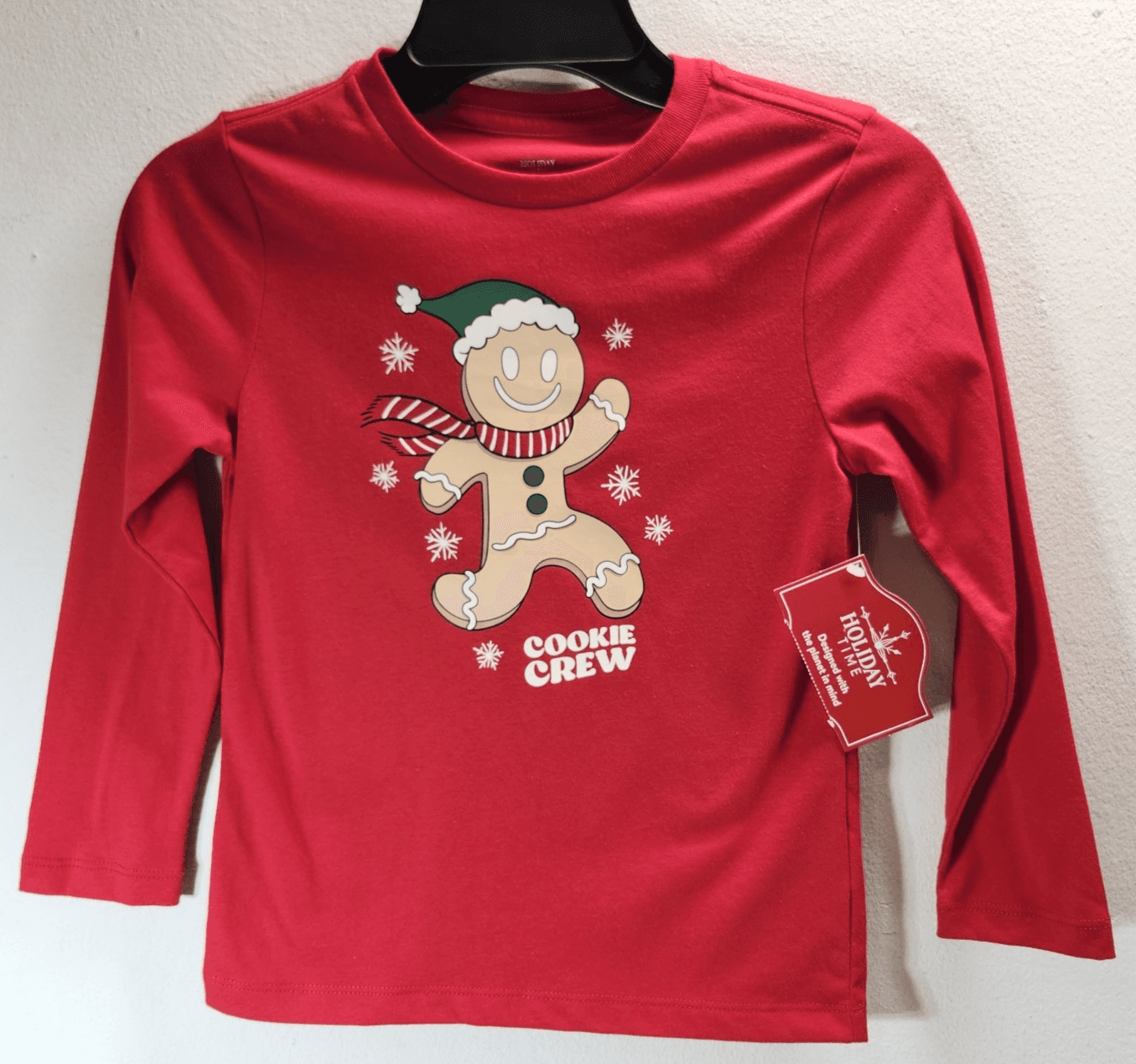 Holiday Time Christmas Childrens Girls Size XS Red Long Sleeve Shirt NEW