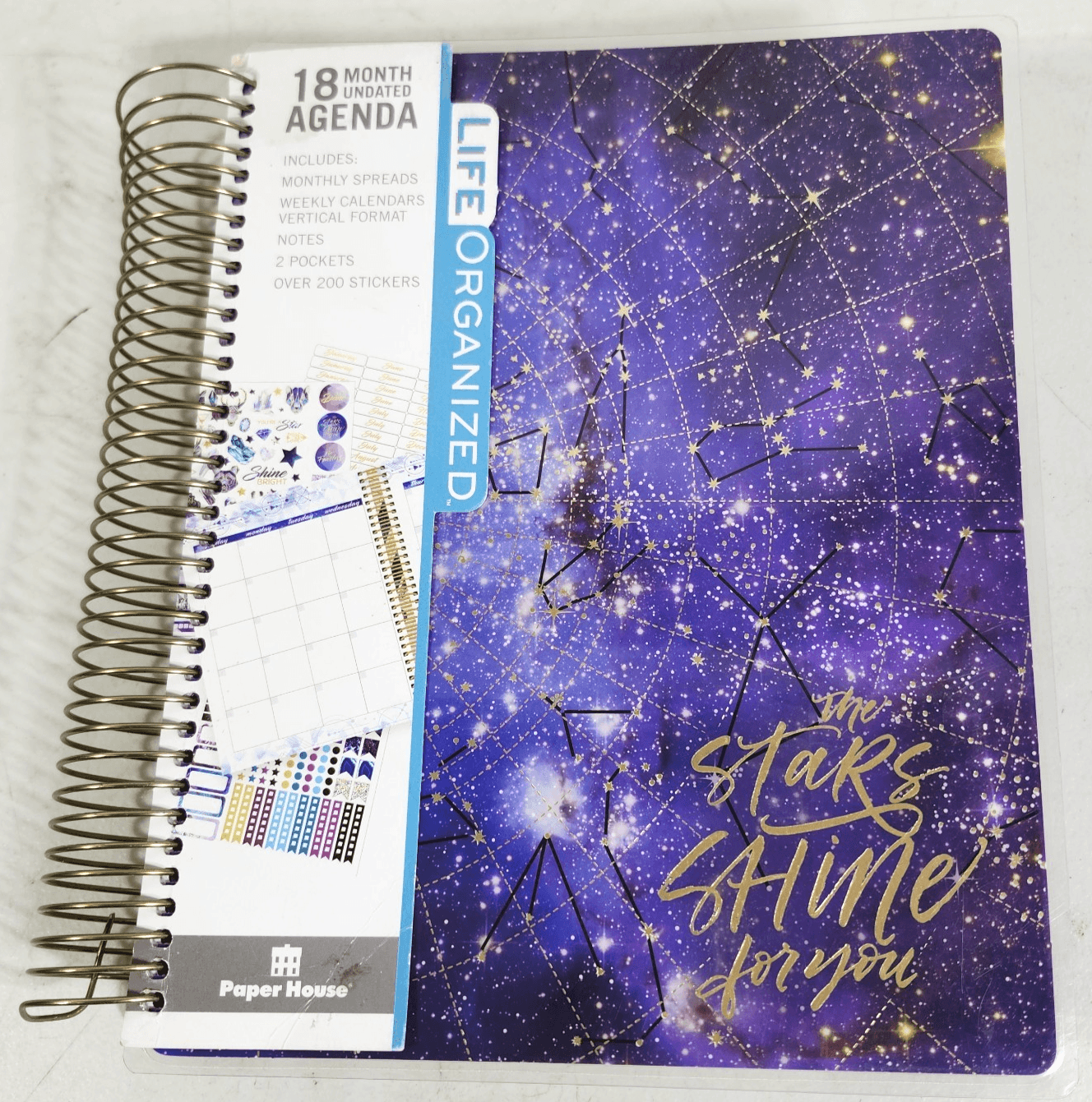 18 Month Undated Agenda Planner Calendar Notebook The Stars Shine For You