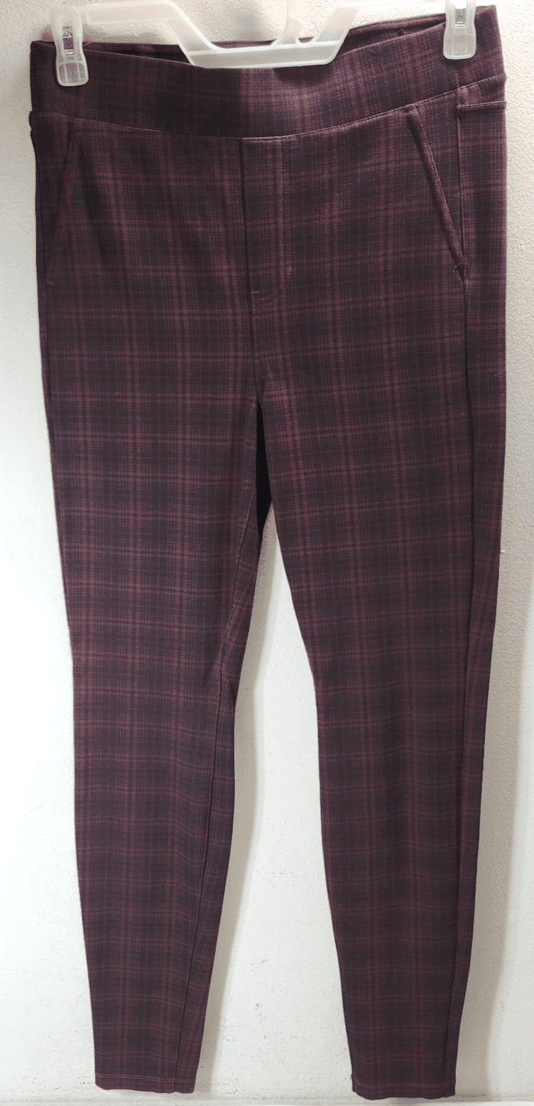 Liverpool Pull On Skinny Pants Womens Size 10 Red Black Plaid Flat Front