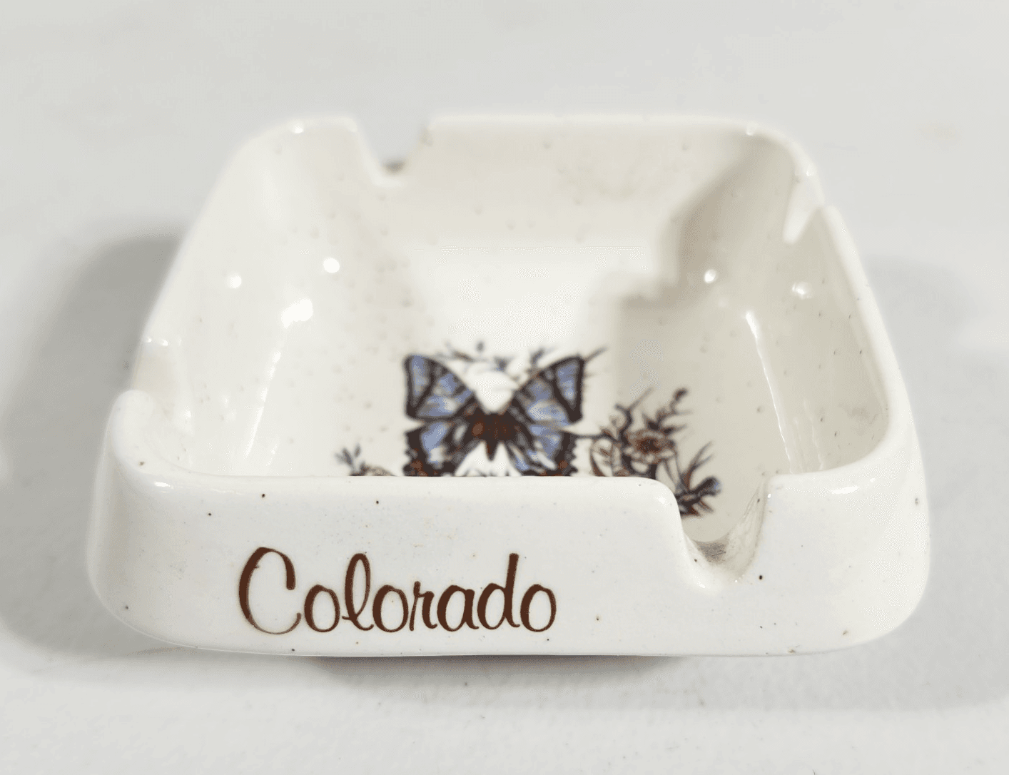 Pottery Craft Butterfly MCM Ashtray Colorado Made in USA Vintage