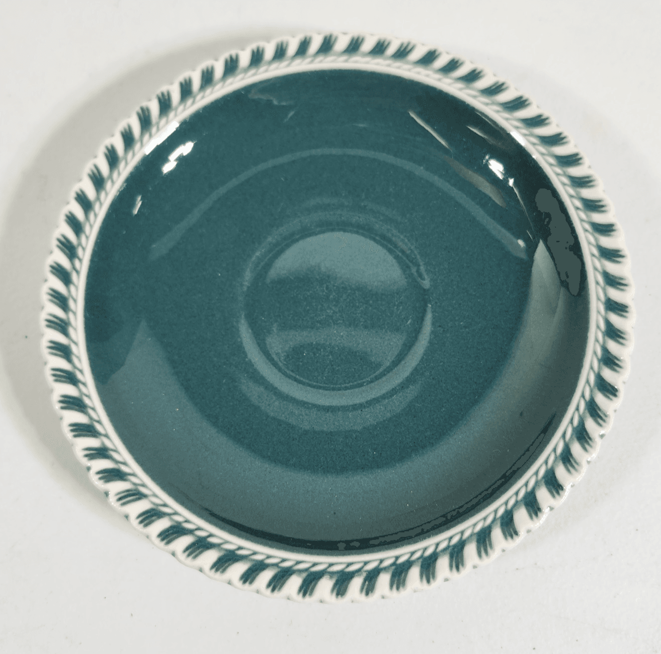 Harkerware Corinthian Teal Green Pate Sur Saucer Plate 6"