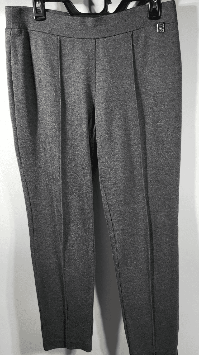Anne Klein Women's 6 Pull-On Dress Pants Gray Mid Rise Stretch