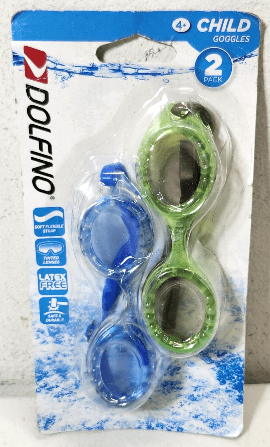 Dolfino Swimming Goggles Ages 4+ Tinted Lenses Beach Pool Blue Green NEW