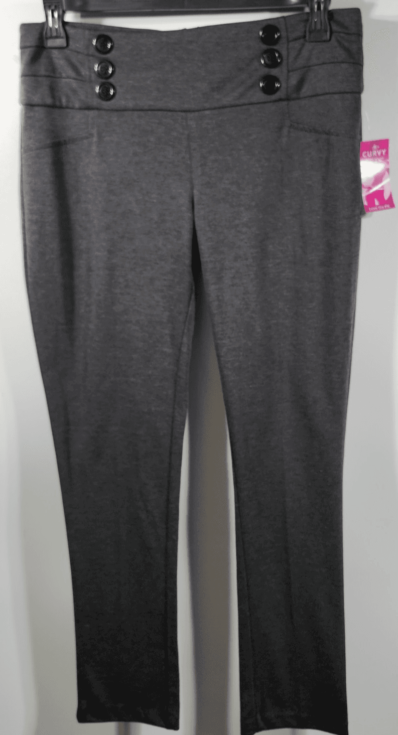 Vintage Dots Women's Mid Rise Gray Size 11/12 Stretch Dress Pants Curvy NEW