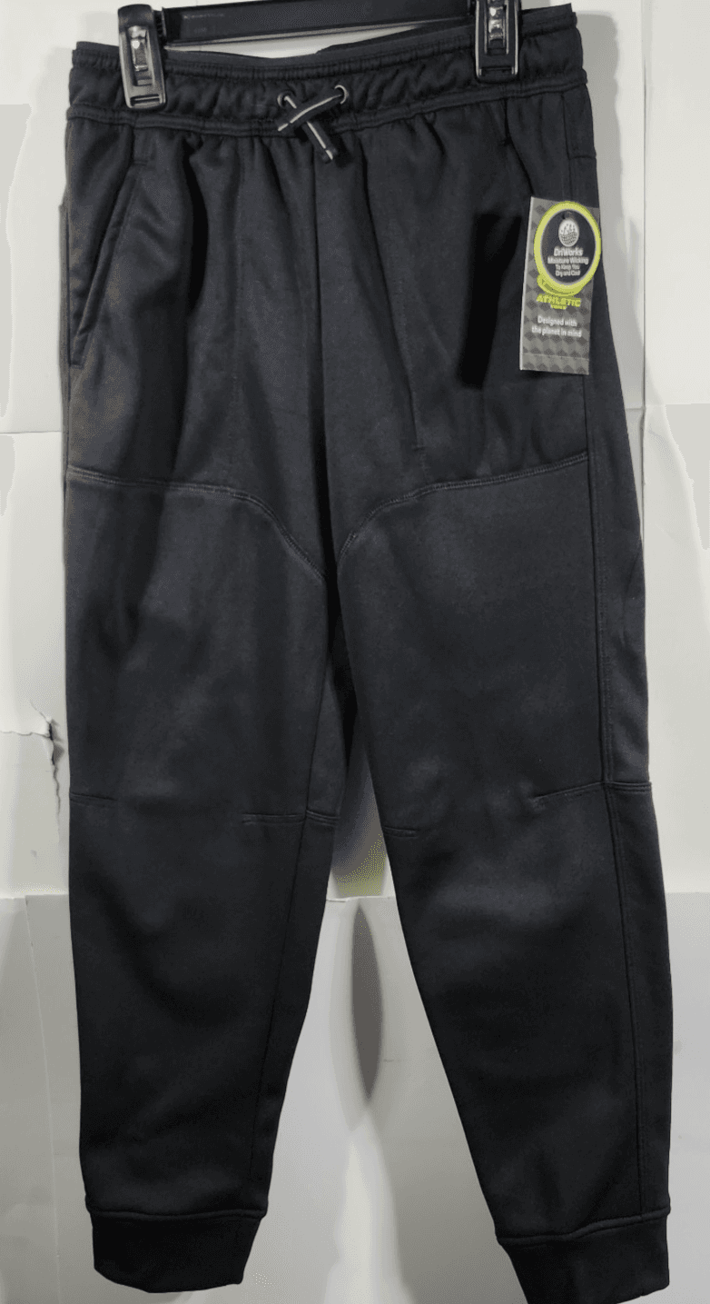 Athletic Works Boys Tech Fleece Jogger Sweatpants Size L 10-12 Black NEW