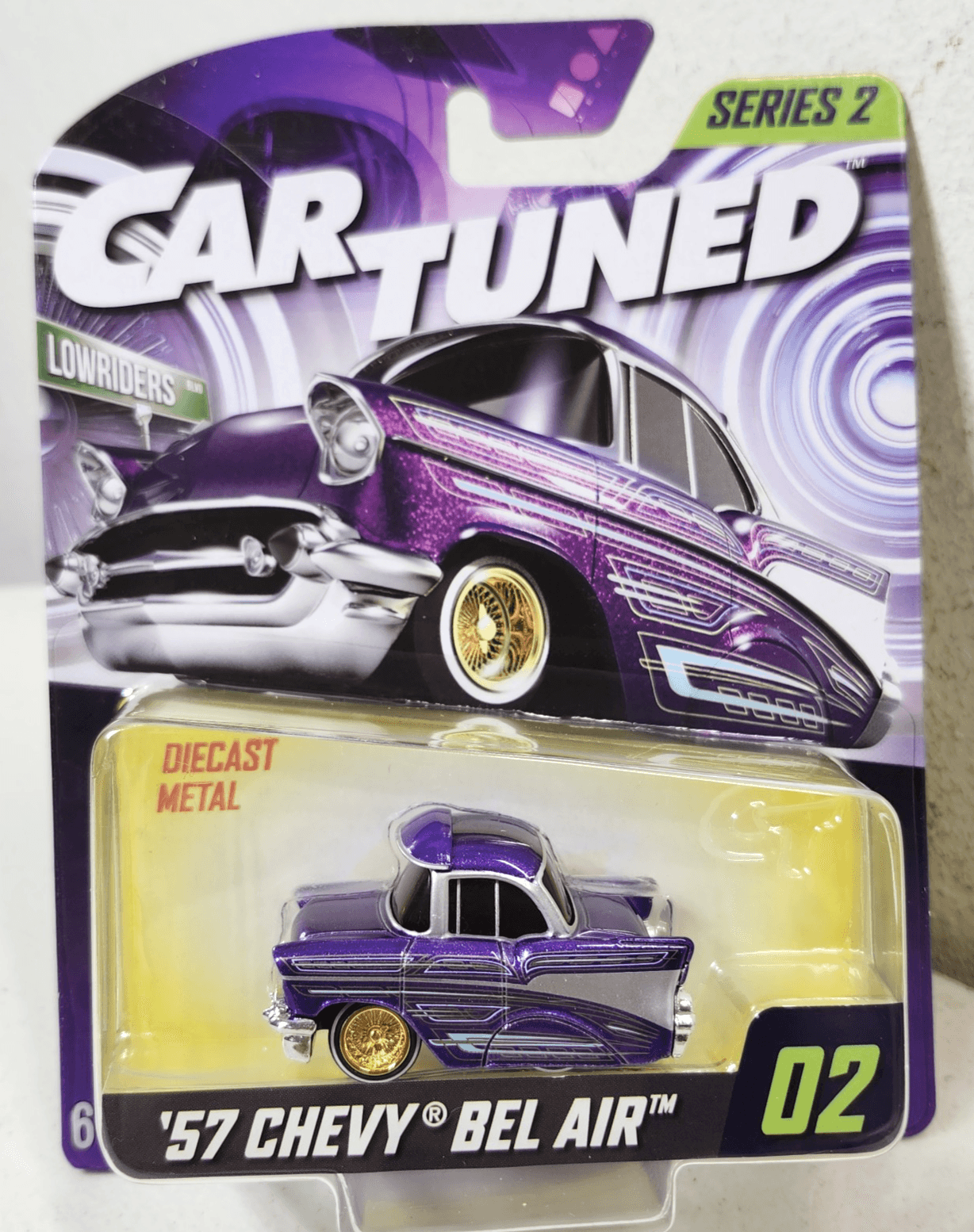 CarTuned 57 Chevy Bel Air Series 2 Purple Lowrider Toy Vehicle MGA NEW