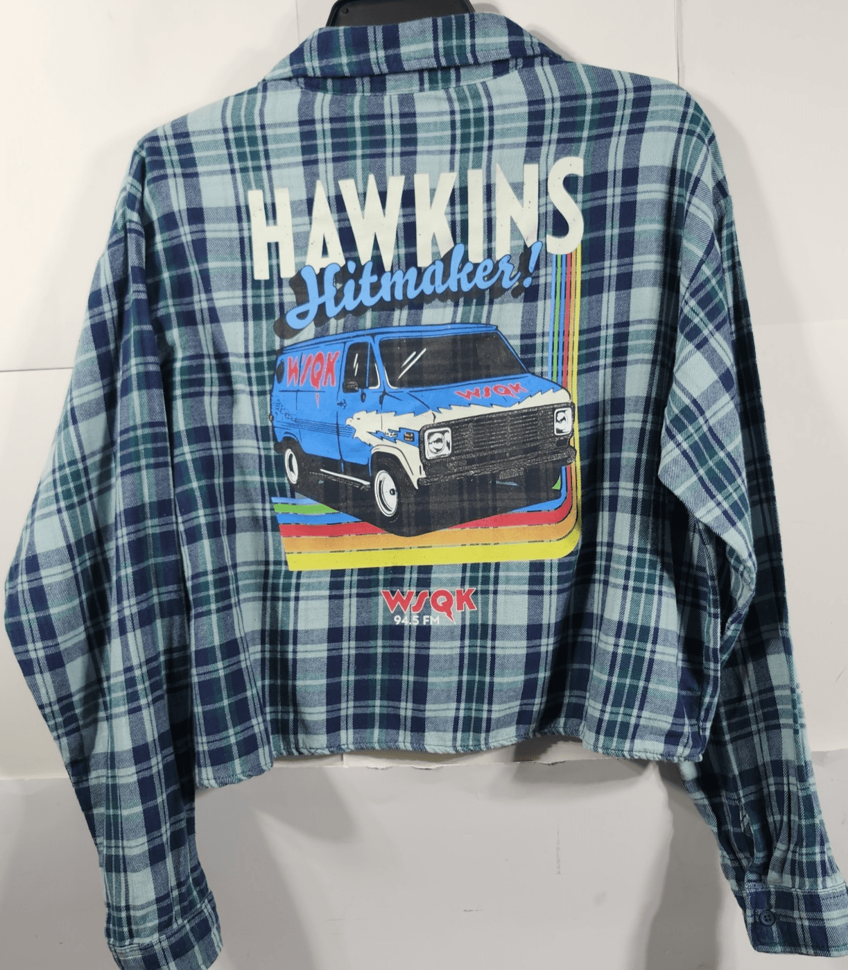 Stranger Things Women's M Shirt WSQK Radio Flannel Button Up NEW