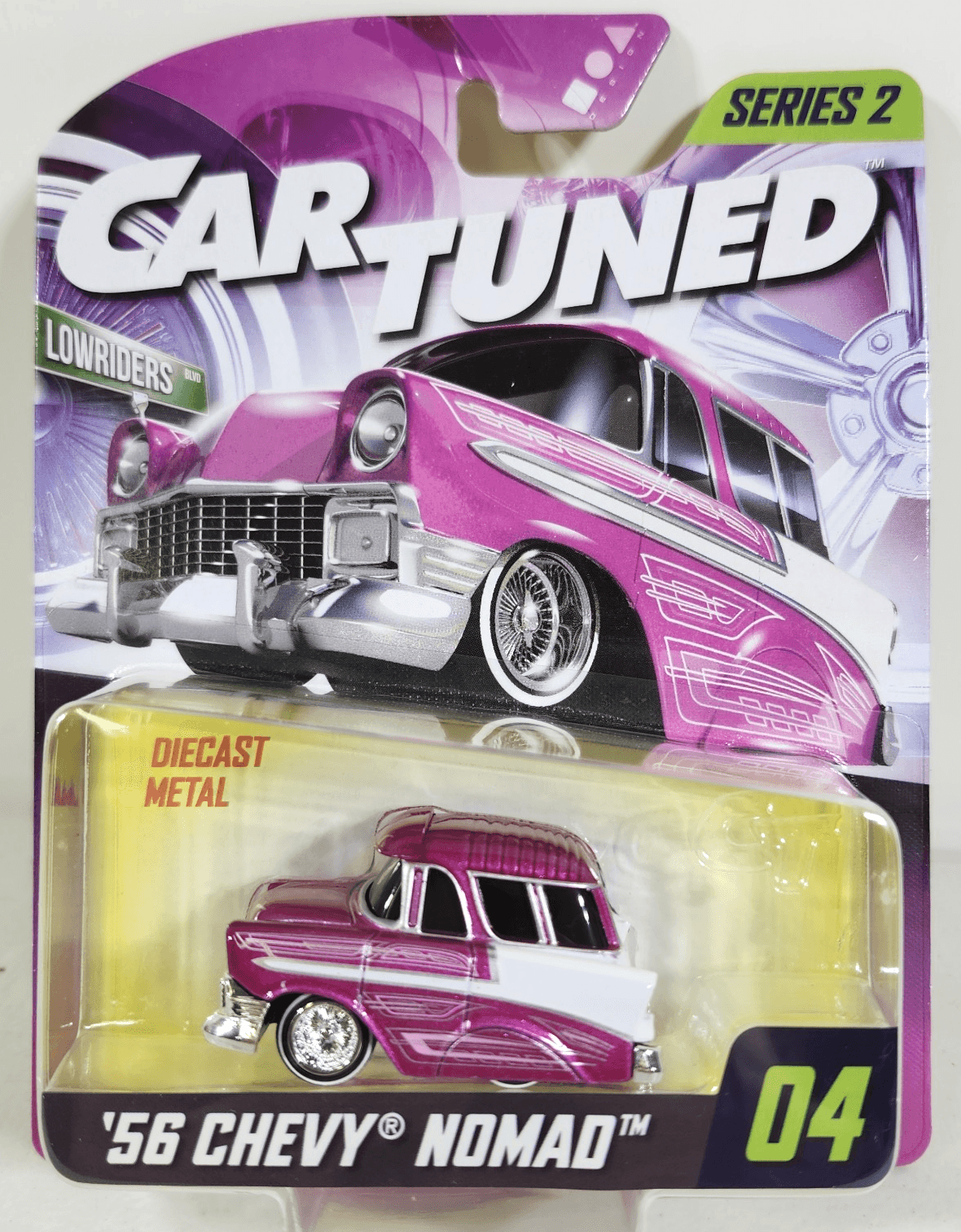 2024 Car Tuned Series 2 Pink 1956 Chevy Nomad Lowrider 1/64 Toy Vehicle NEW