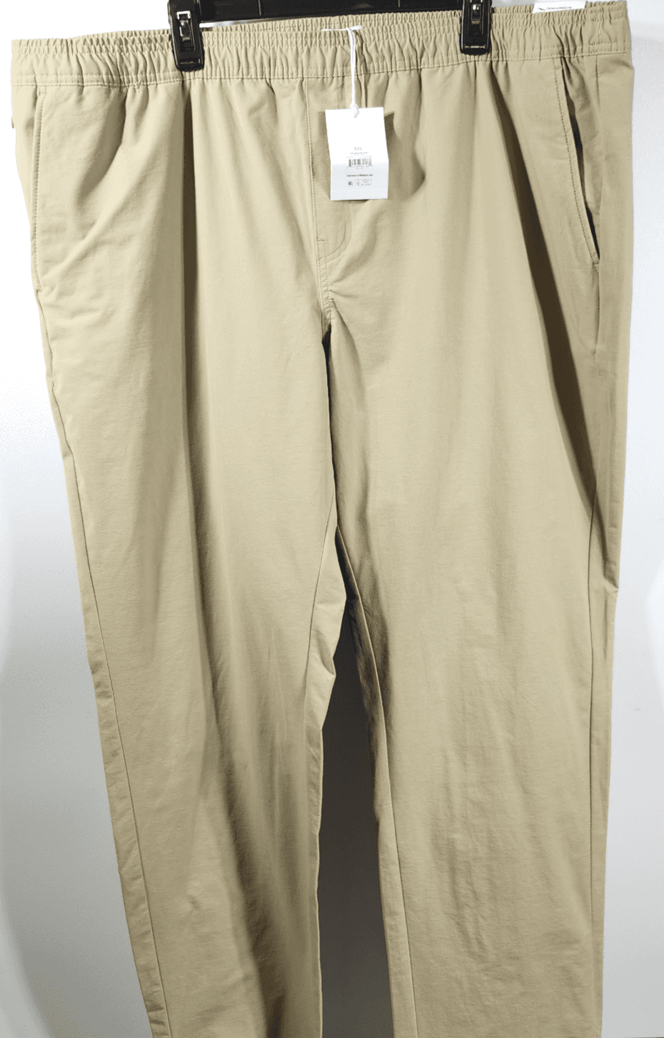 Pants Men's 3XL Brown Khaki Chino Pants Elastic Waist Pockets Free Assembly NEW
