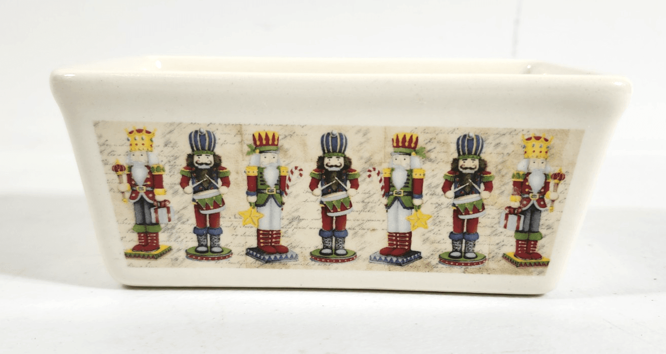 Nantucket Mini Loaf Pan Nutcracker Decorative Holiday Scene 5.5" X 3.5"