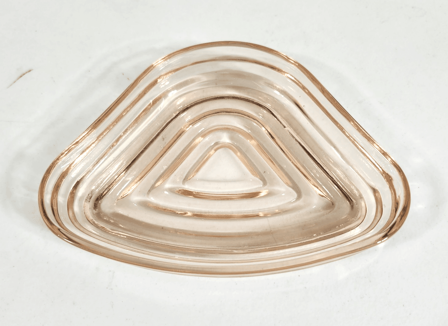 Pink Manhattan Triangular Relish Nut Candy Dish Glass Home Decor