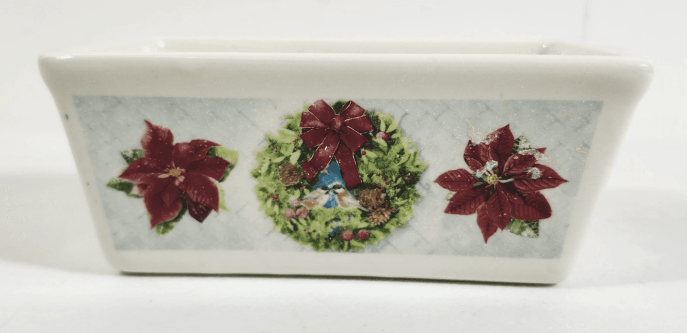 Nantucket Mini Loaf Pan Wreath Decorative Holiday Scene 5.5" X 3.5"