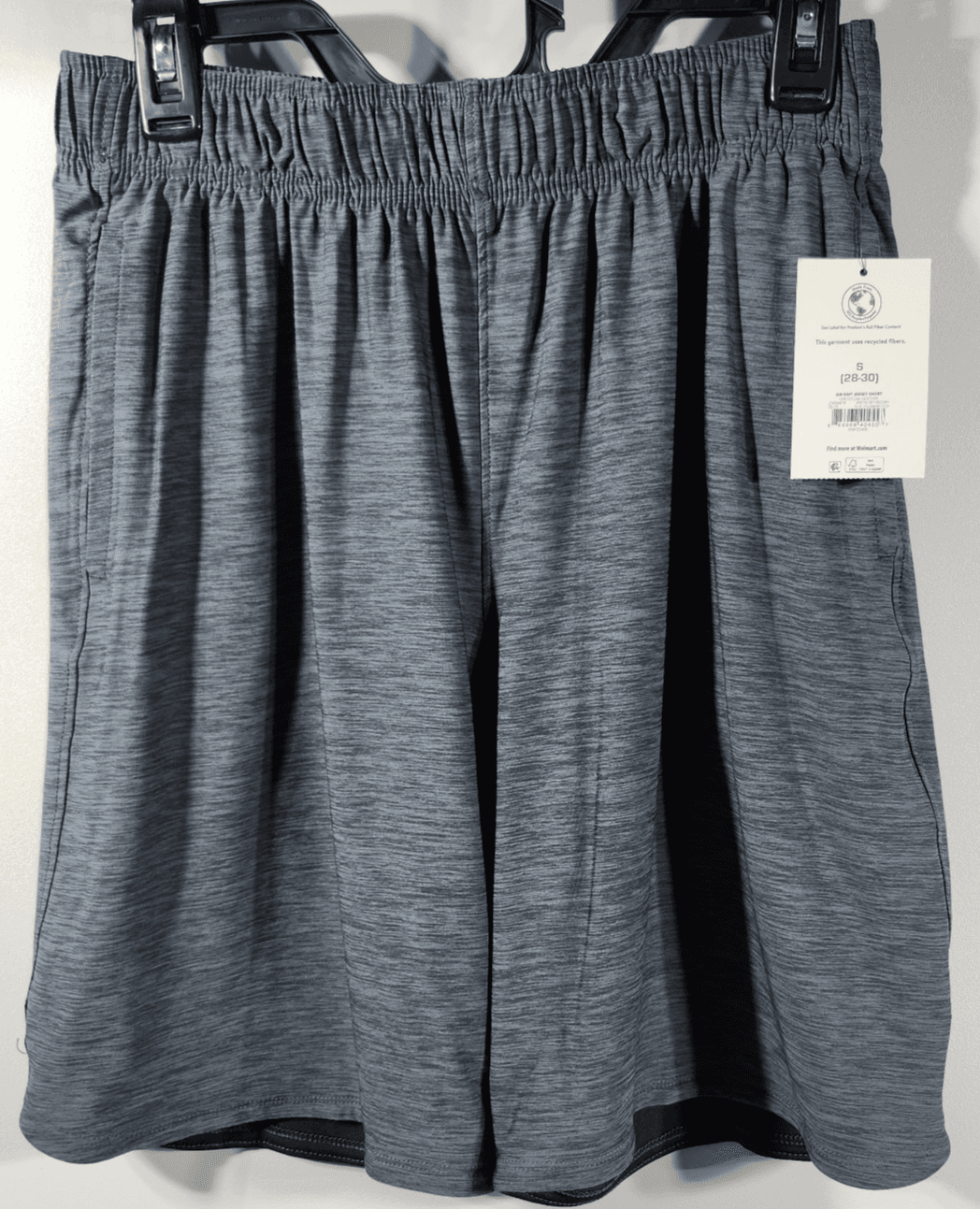 Athletic Works Men's S Shorts Gray Elastic Waist Stretch 9" Inseam w/ Pockets
