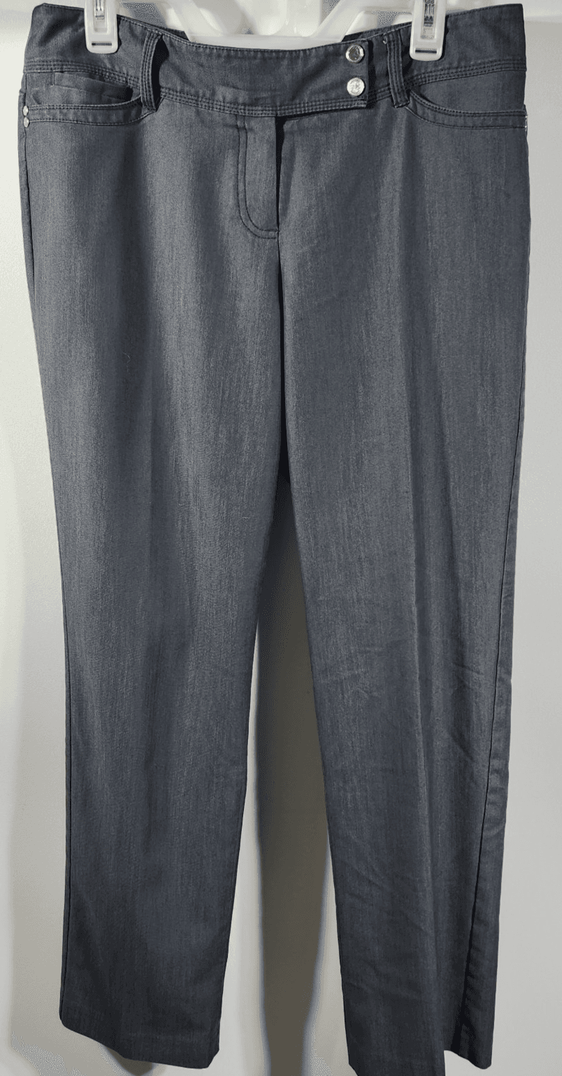 Valerie Stevens Women's 10 Pants Career Straight Leg Grey Stretch