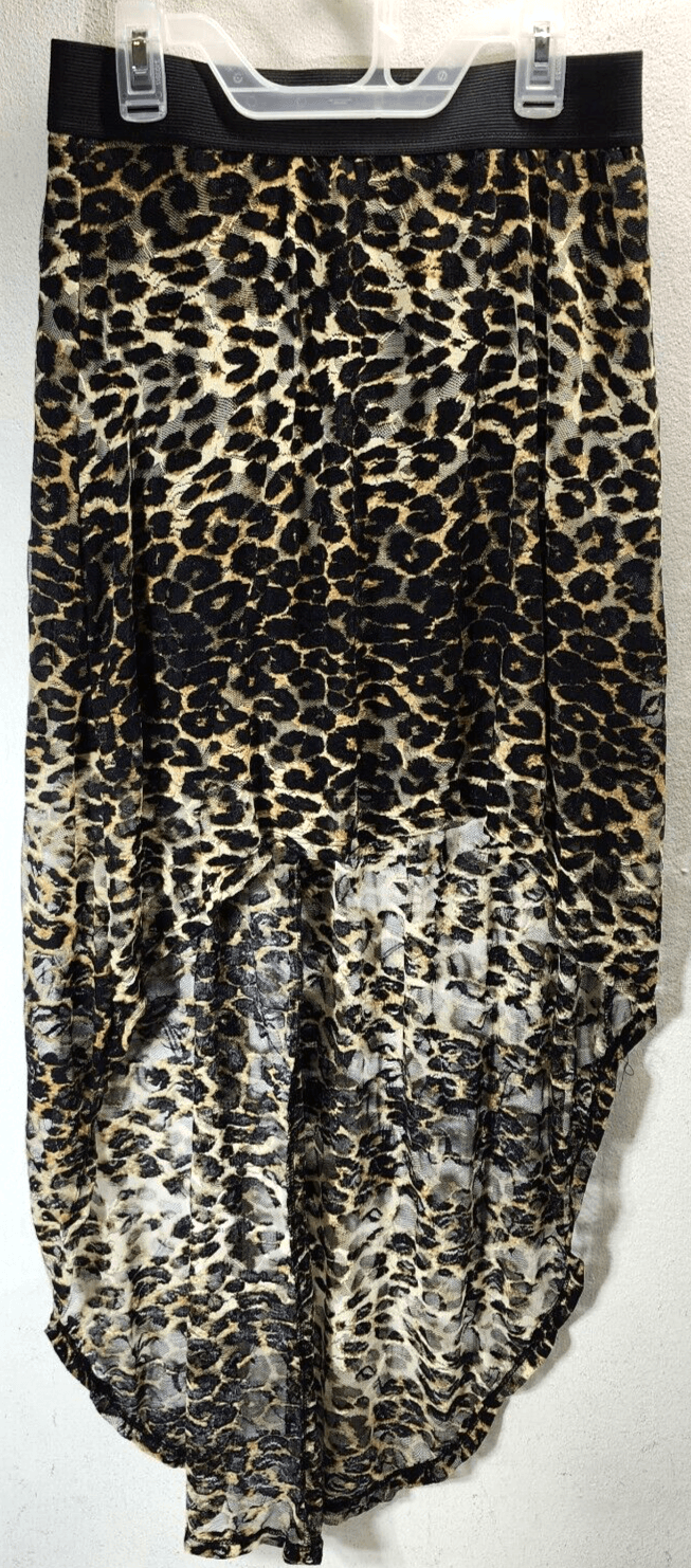 Wet Seal Womens Size Medium High Low Pull On Skirt Leopard Print Peasant Boho