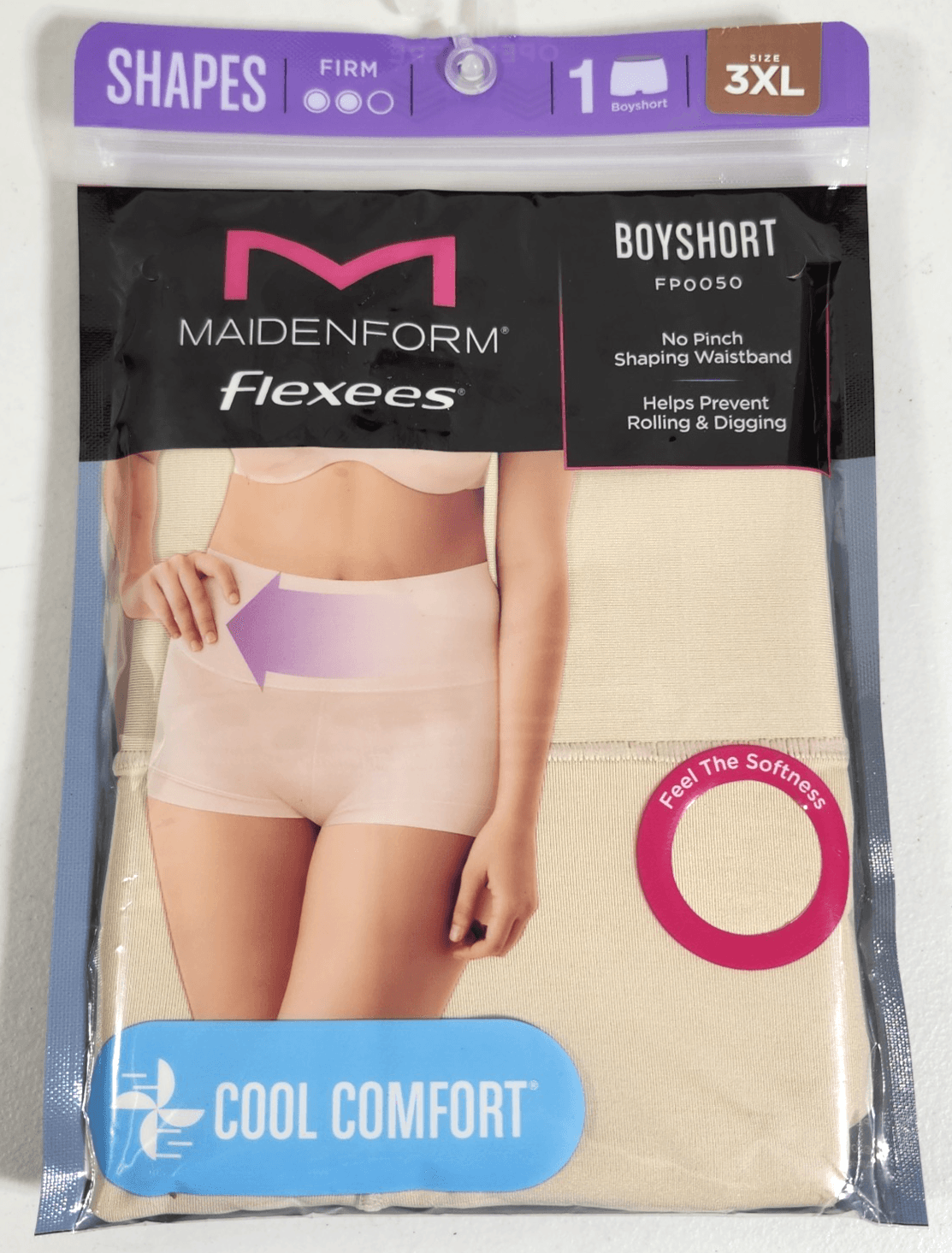 Maidenform Women's Boyshort Size 3XL Beige Flexees NEW