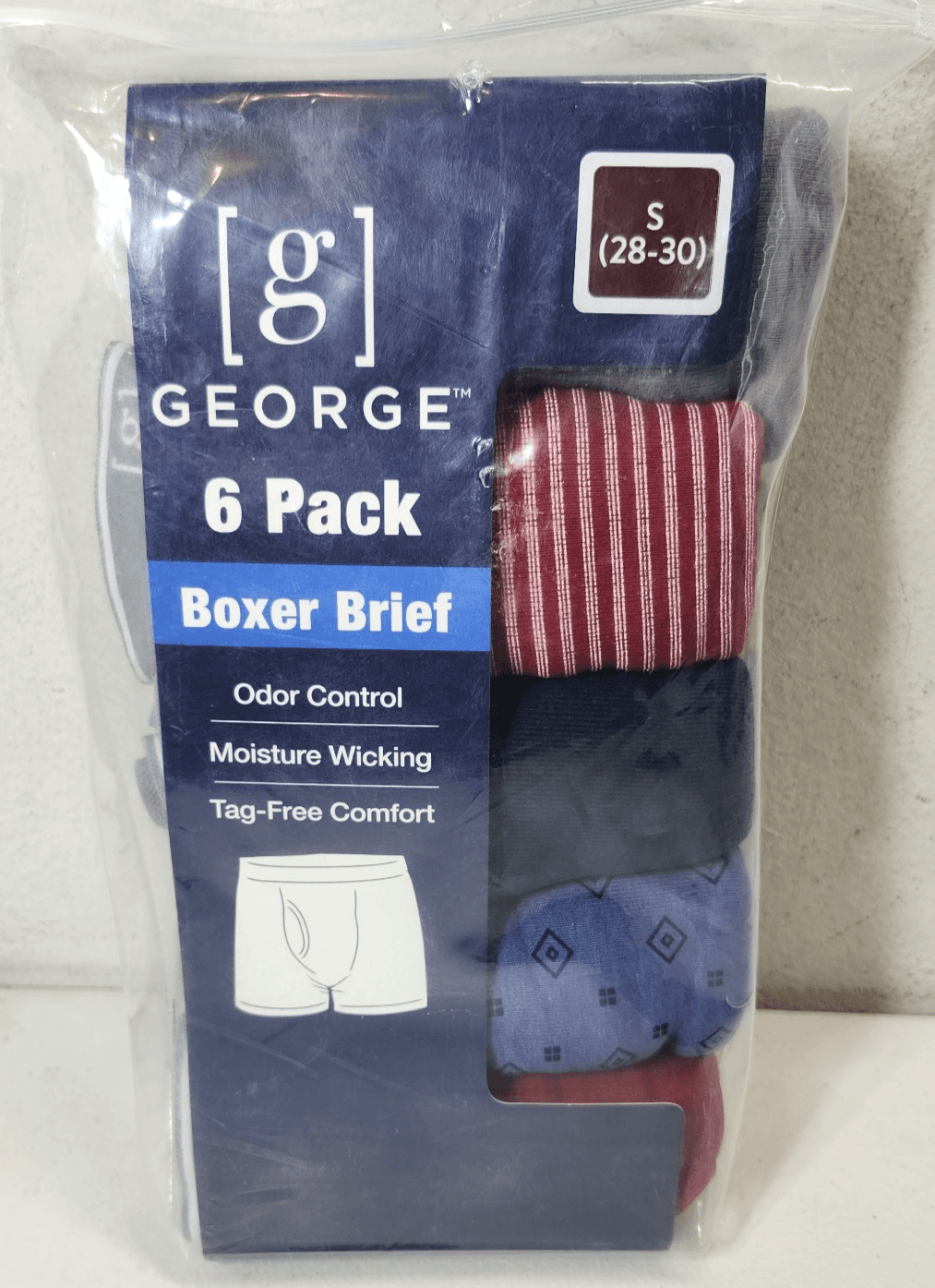 George Men's Boxer Briefs Size Small 28-30 Multicolor 6-Pack Underwear NEW