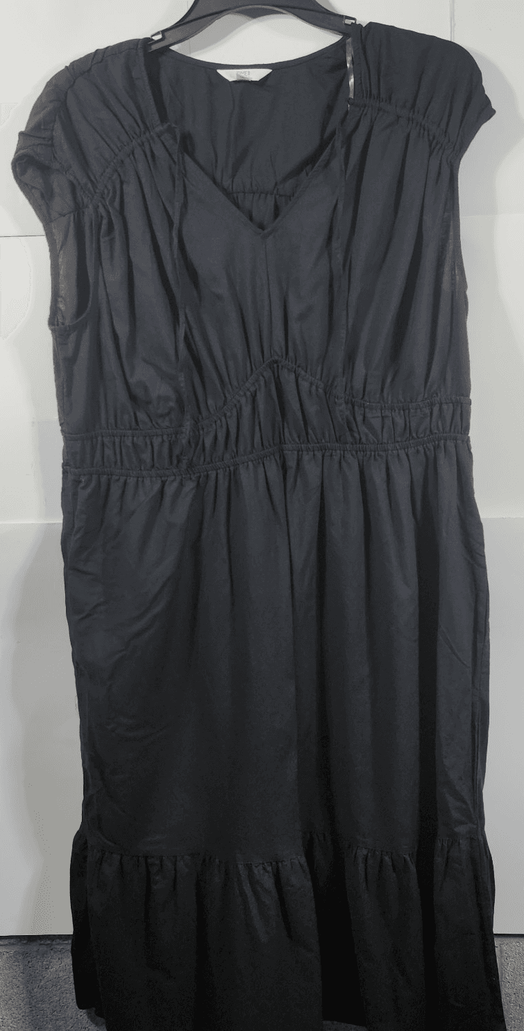 Time and Tru Women's V-Neck Midi Dress Size XXL 20 Black Sleeveless NEW