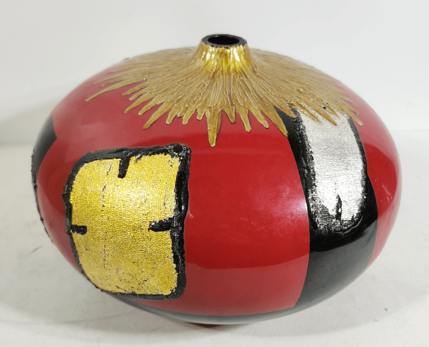 Large Round Geo Vase 12" Hand Painted Home Decor