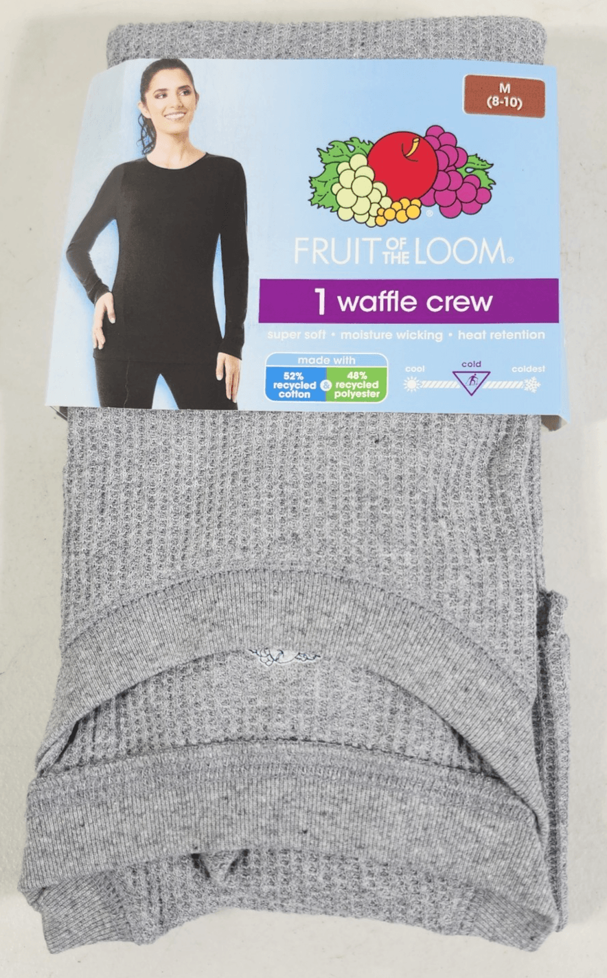 Fruit of the Loom Women's M Crew Shirt Top Moisture Wicking Soft Gray NEW