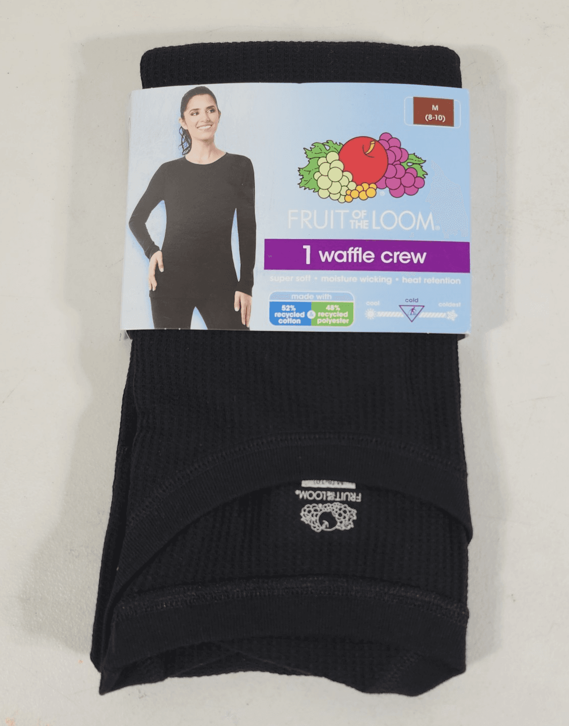 Fruit of the Loom Women's M Crew Shirt Top Moisture Wicking Soft Black NEW
