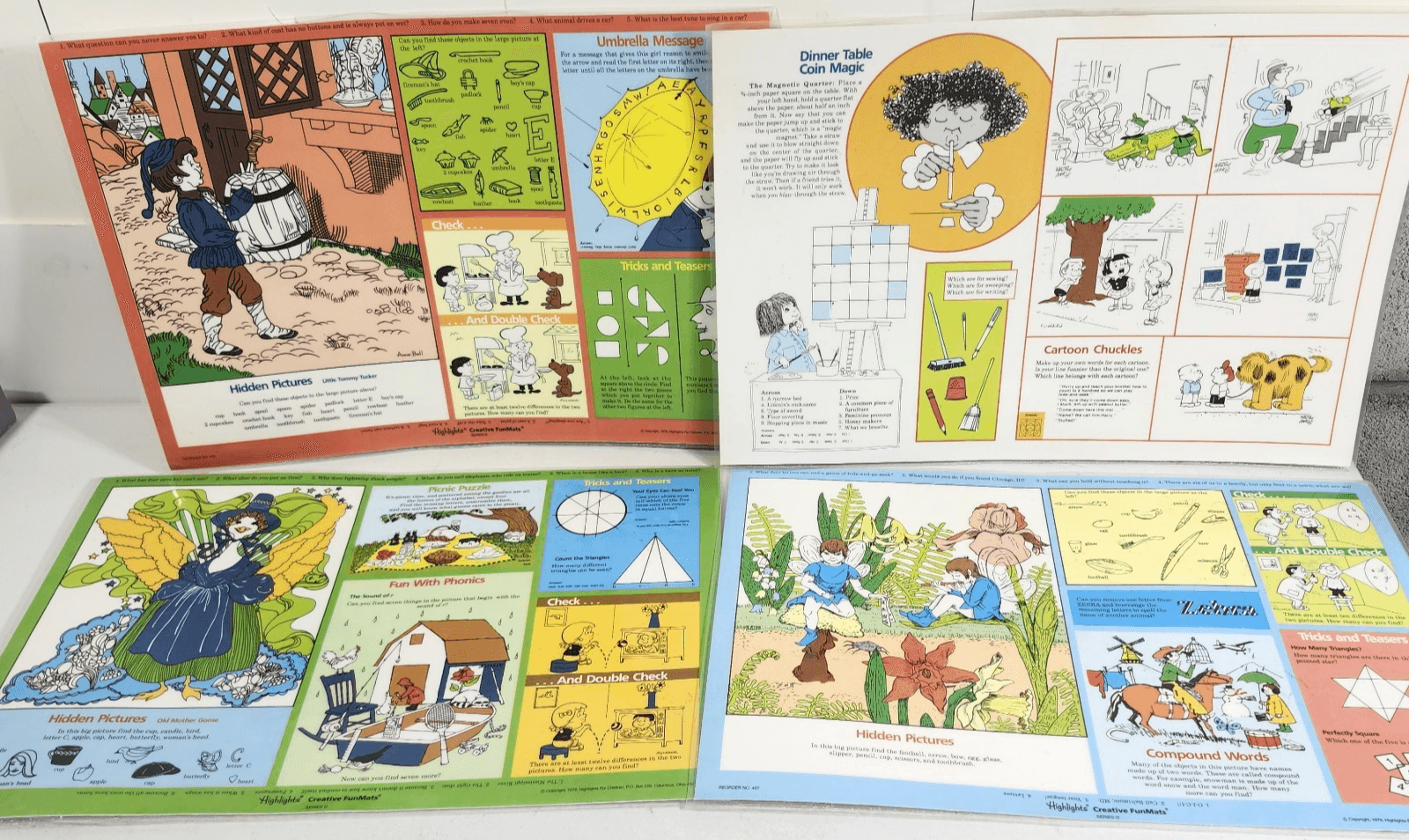 1979 Fun Mats Table Placemats Highlights For Children 4pc Creative Vintage