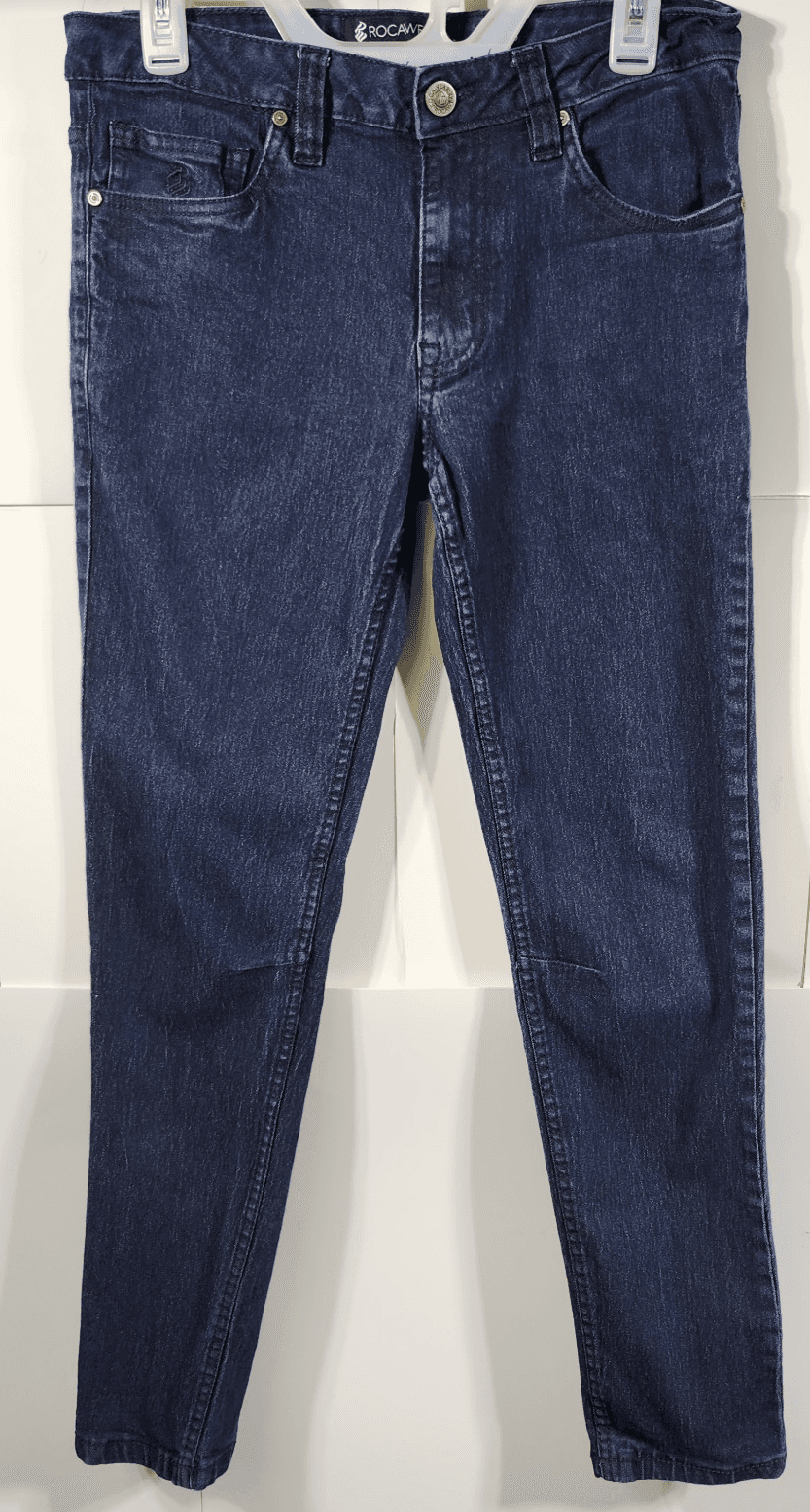 Vtg Y2K Rocawear Jeans Tapered Leg Size 30 X 30 Embroidered Pockets Blue Denim