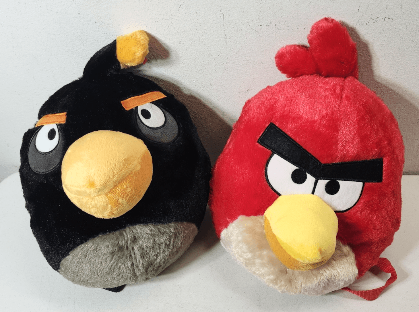Angry Birds 15" Soft Plush Backpacks Red And Black Kids Bookbags NEW