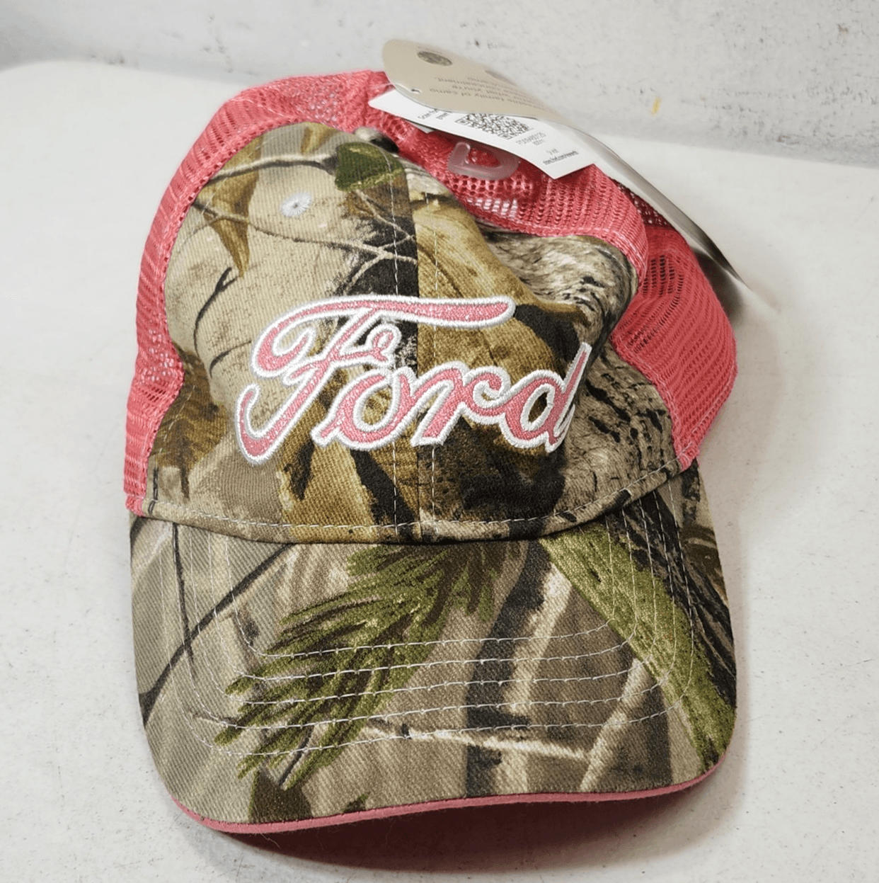 Ford Womens Trucker Hat Cap Pink Camouflage Glitter Mesh Back One Size