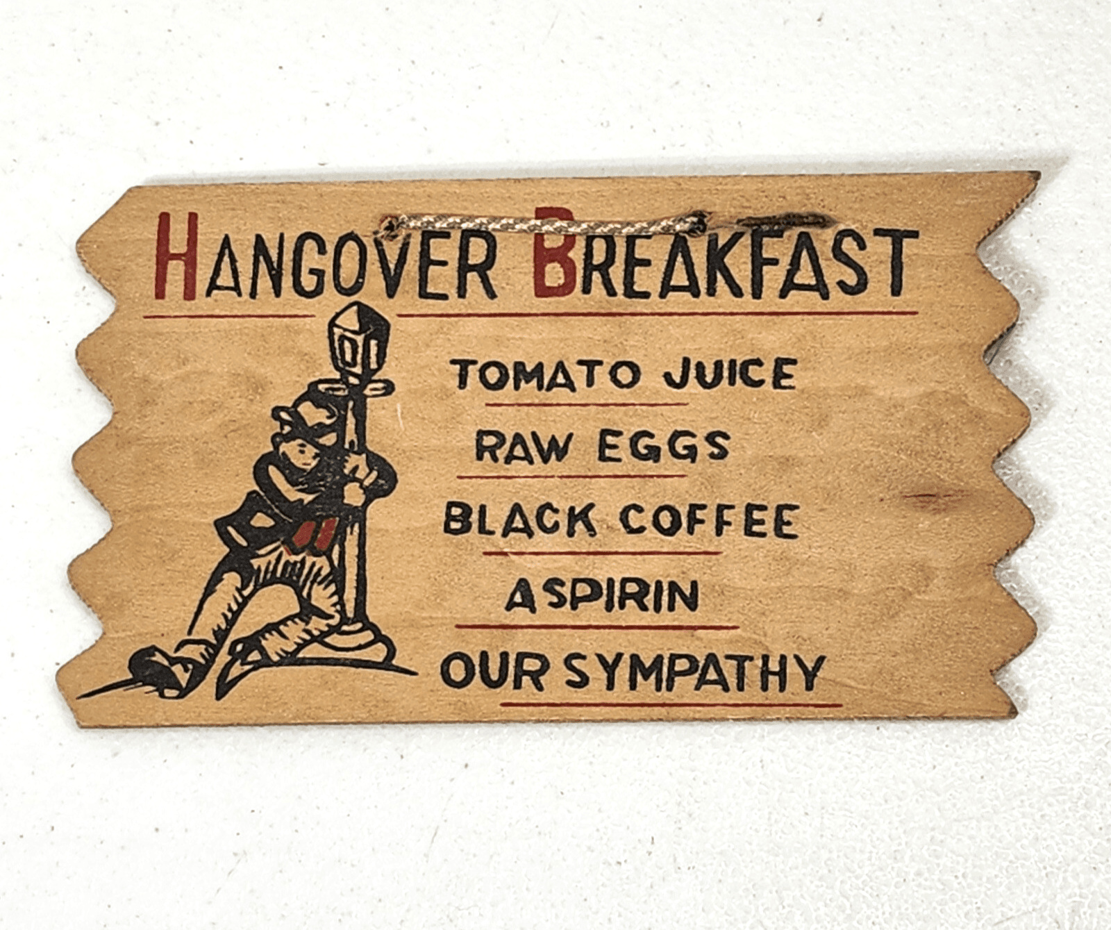 Vintage Wooden Hangover Breakfast Recipe Saying Home Bar Decor Sign