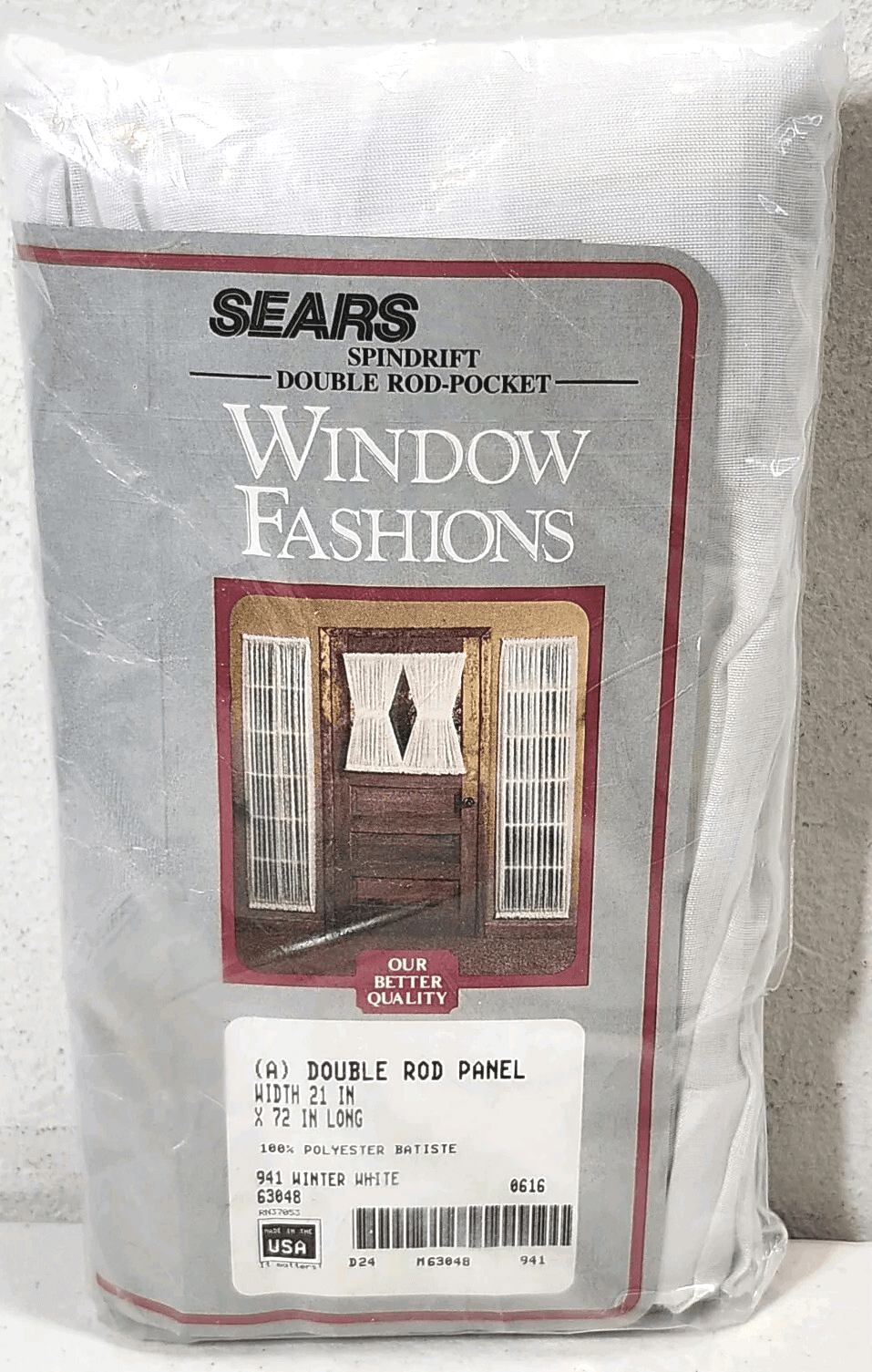 Sears Double Rod Panel # 941 Winter White 21” W X 72”L Curtain